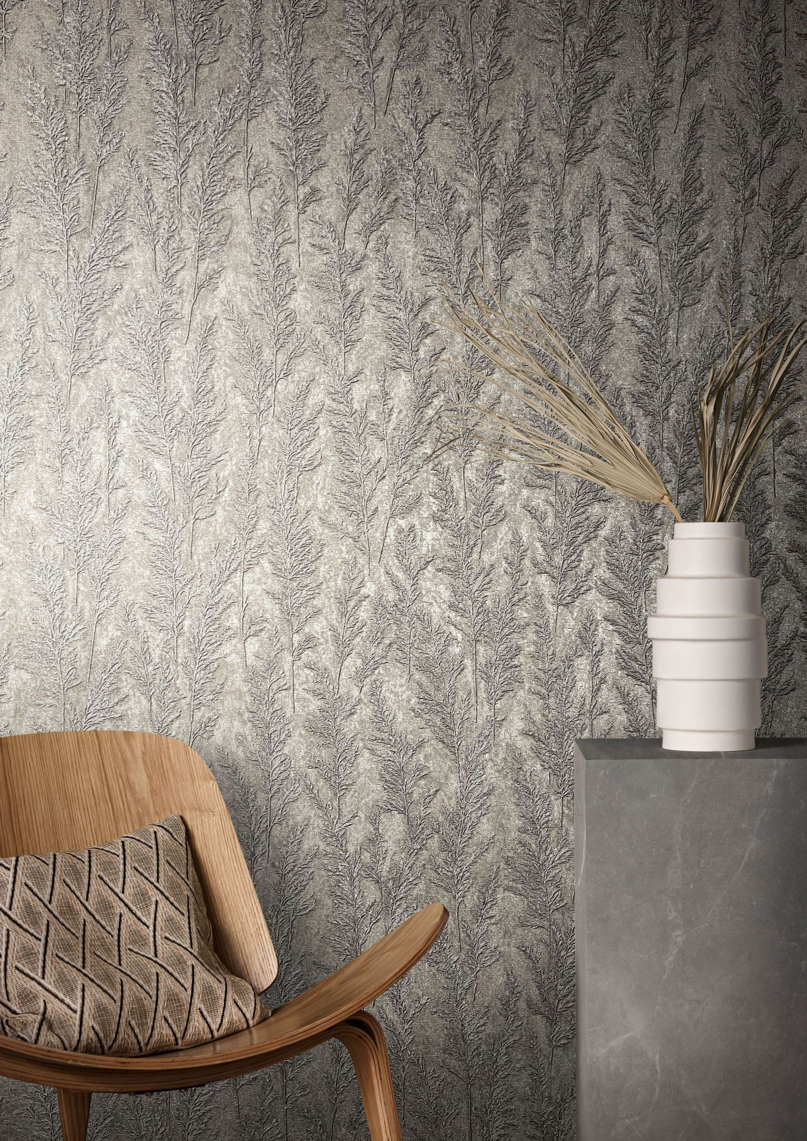 behangpapier met bloemen en vlies Natural Opulence in rood, bruin