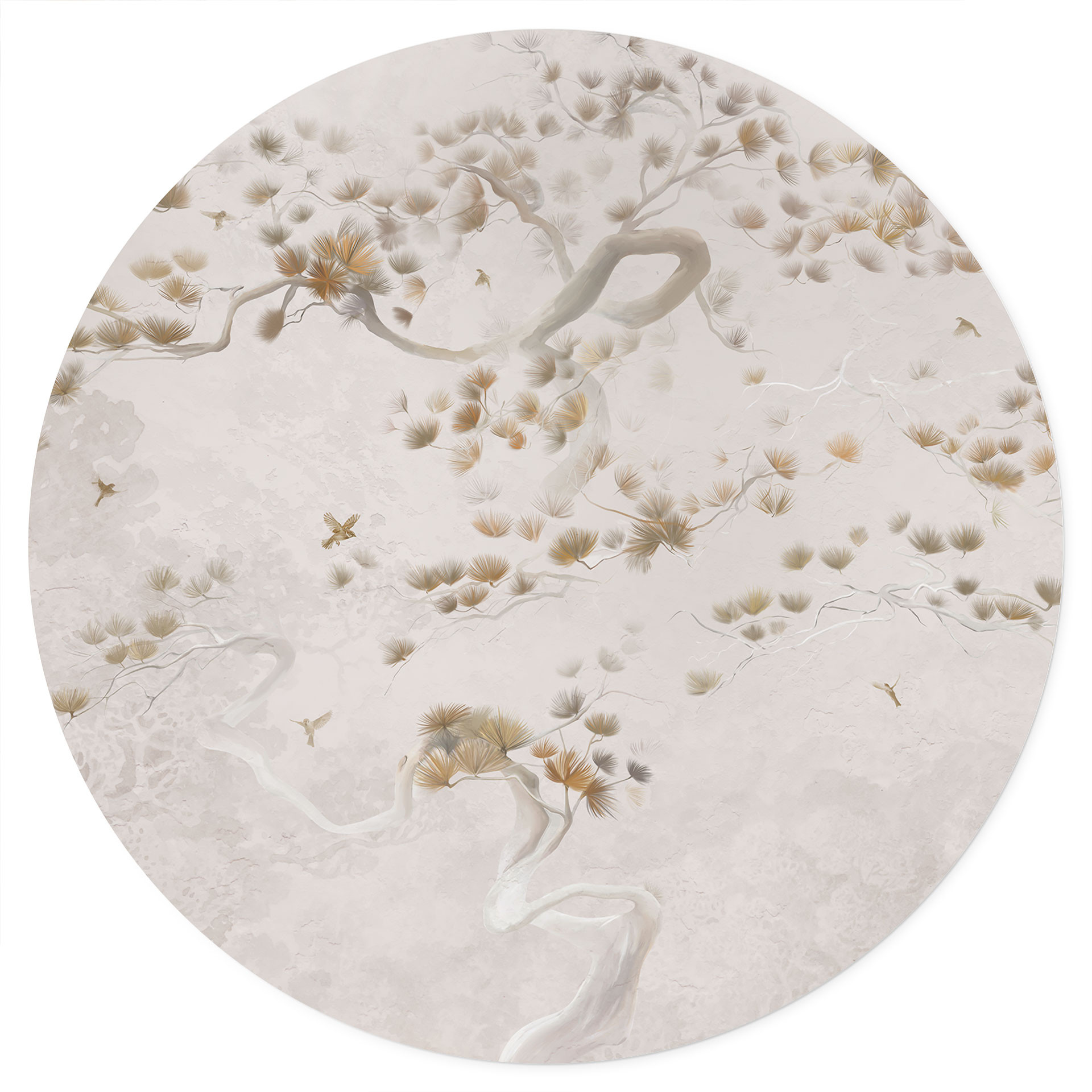 Elegante grenen Muursticker in Aziatische stijl - Ms Tiff - Rond