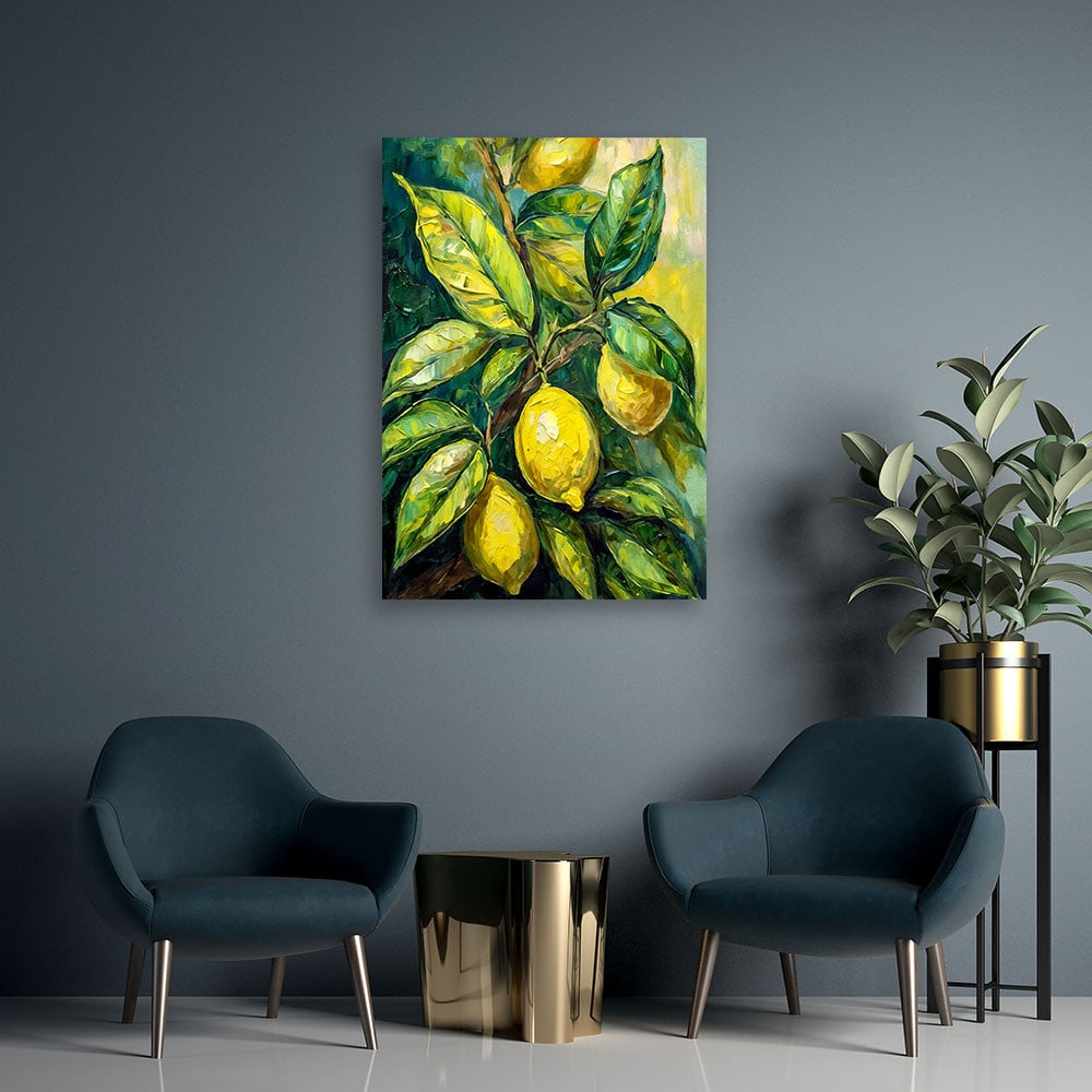 Canvasbillede, citroner akryl