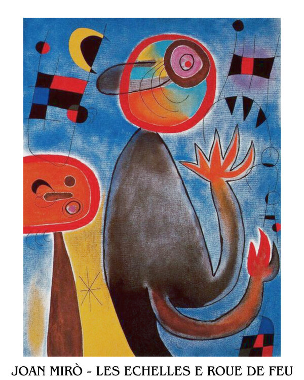 Plakat Ladders Cross the Blue Sky in a Wheel of Fire kunsttryk, Joan Miró (24 x 30 cm)