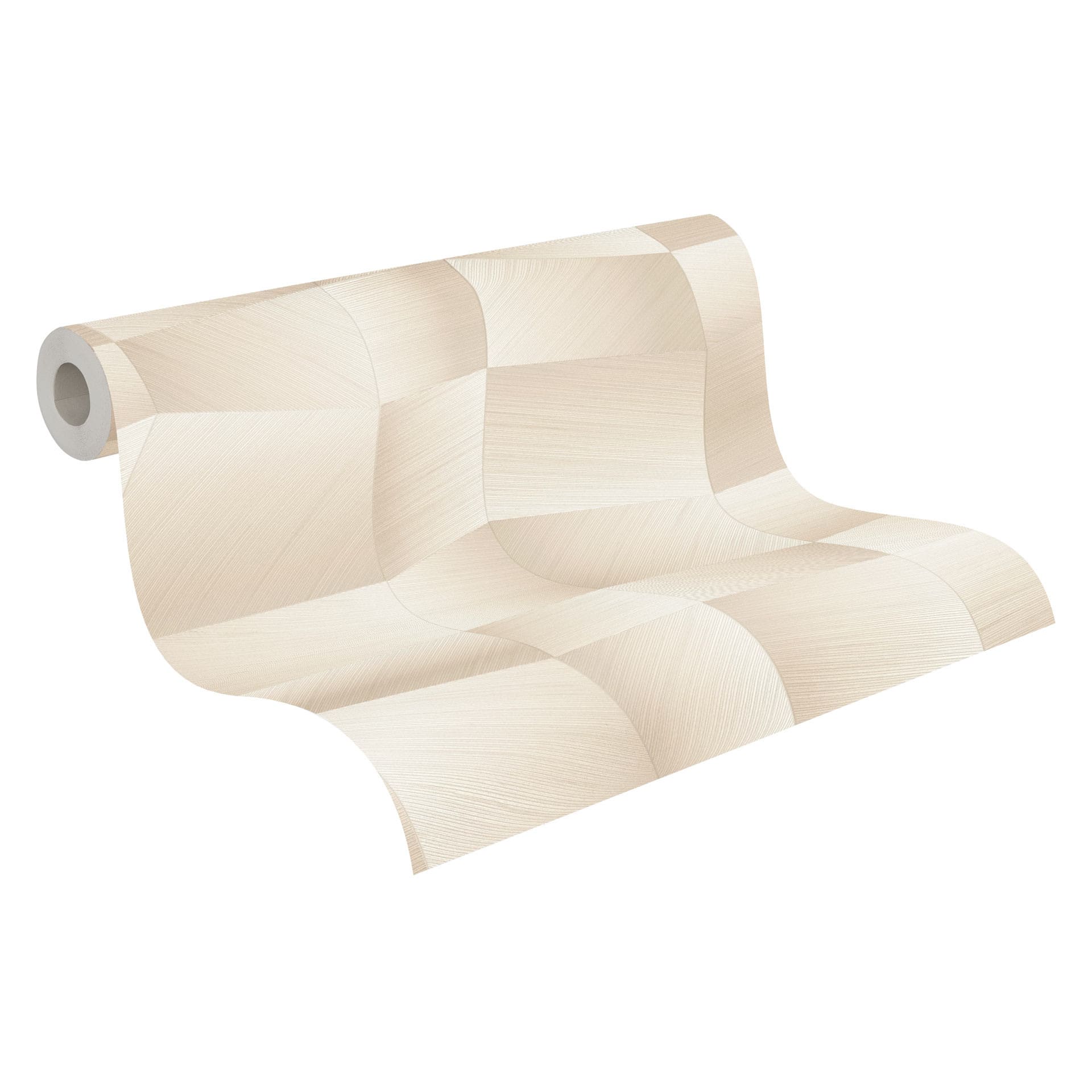 Ikke-vævet tapet Damian Refined Dimensions 3D geometrisk beige creme - tapet metallic moderne