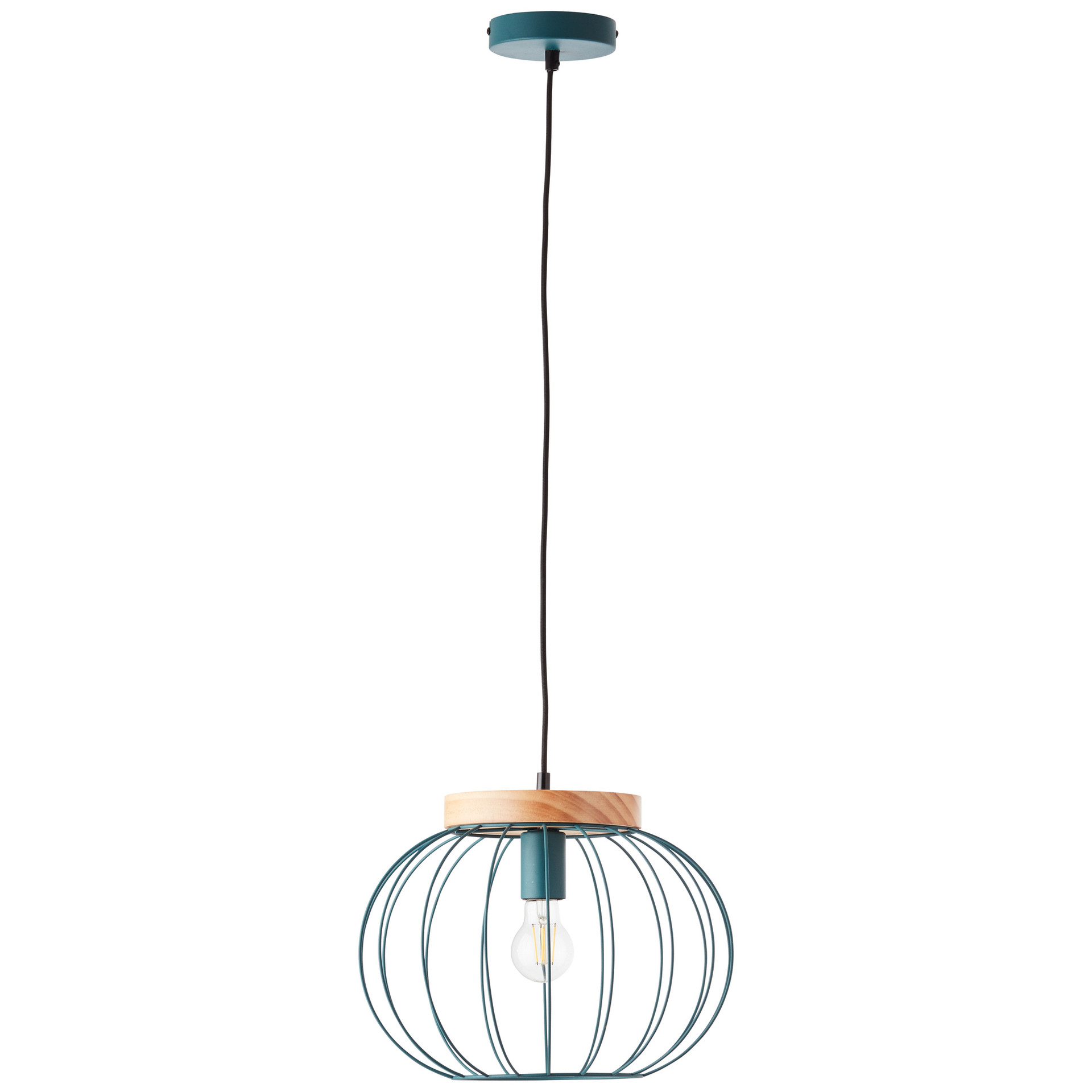 Pendelleuchte Oliver, blau, 130 x 35,5 cm, Holz Pendelleuchte