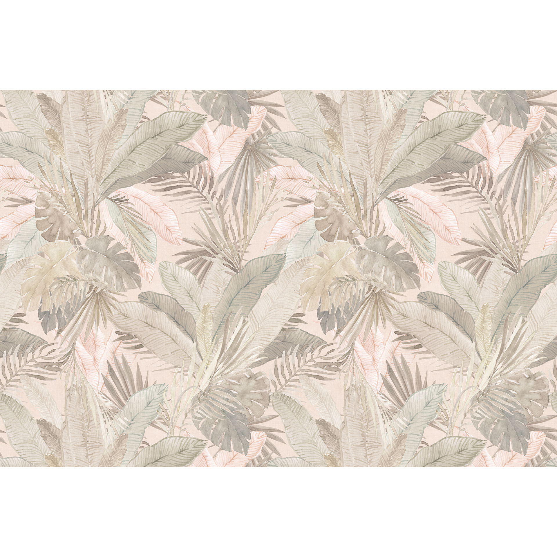 Tropische bladeren in de jungle pastel Fotobehang - Bloomery Decor