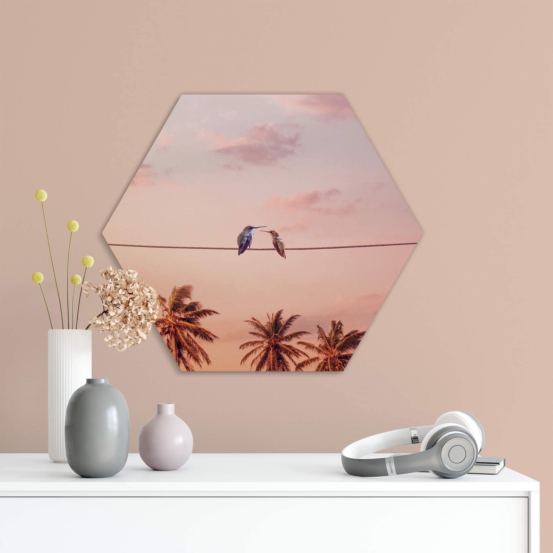 Hexagon Dibond Loose - Hummingbirds in Love