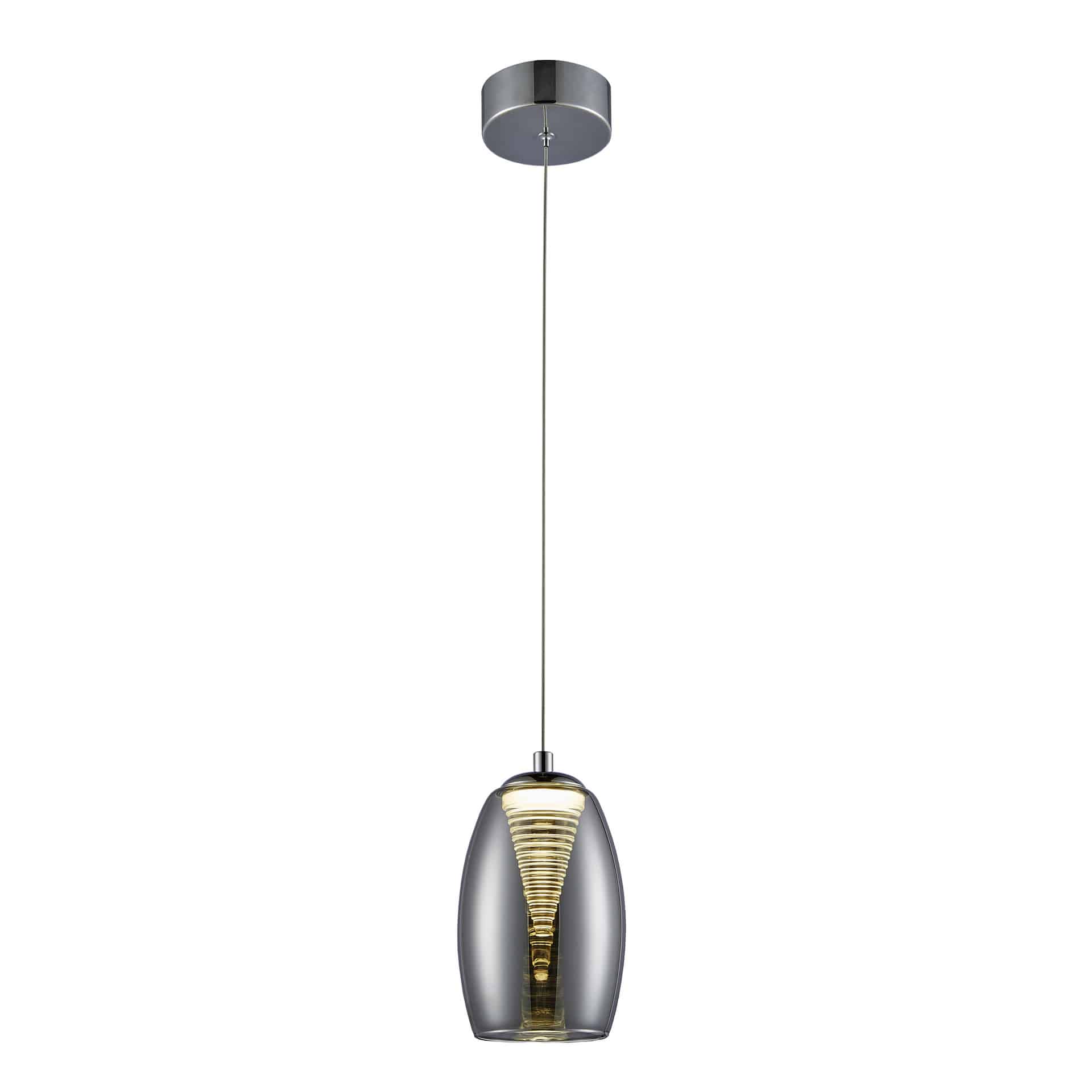 Pendelleuchte Linn, grau, 128 x 11,5 cm, Glas Pendellampe