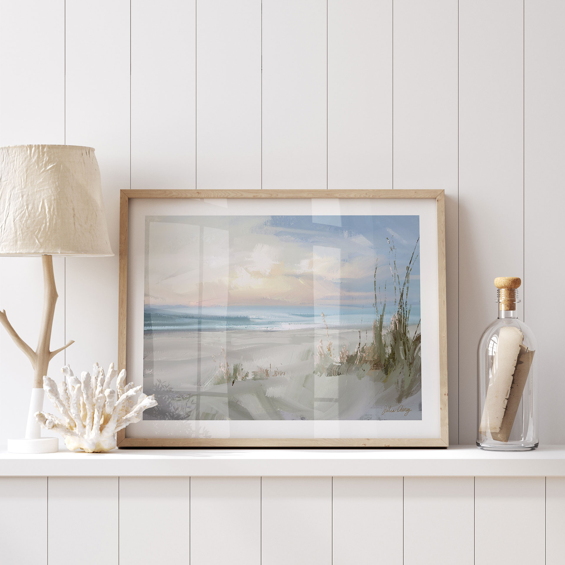 Plakat Spokojna Plaża w Pastelowych Kolorach - Cheney