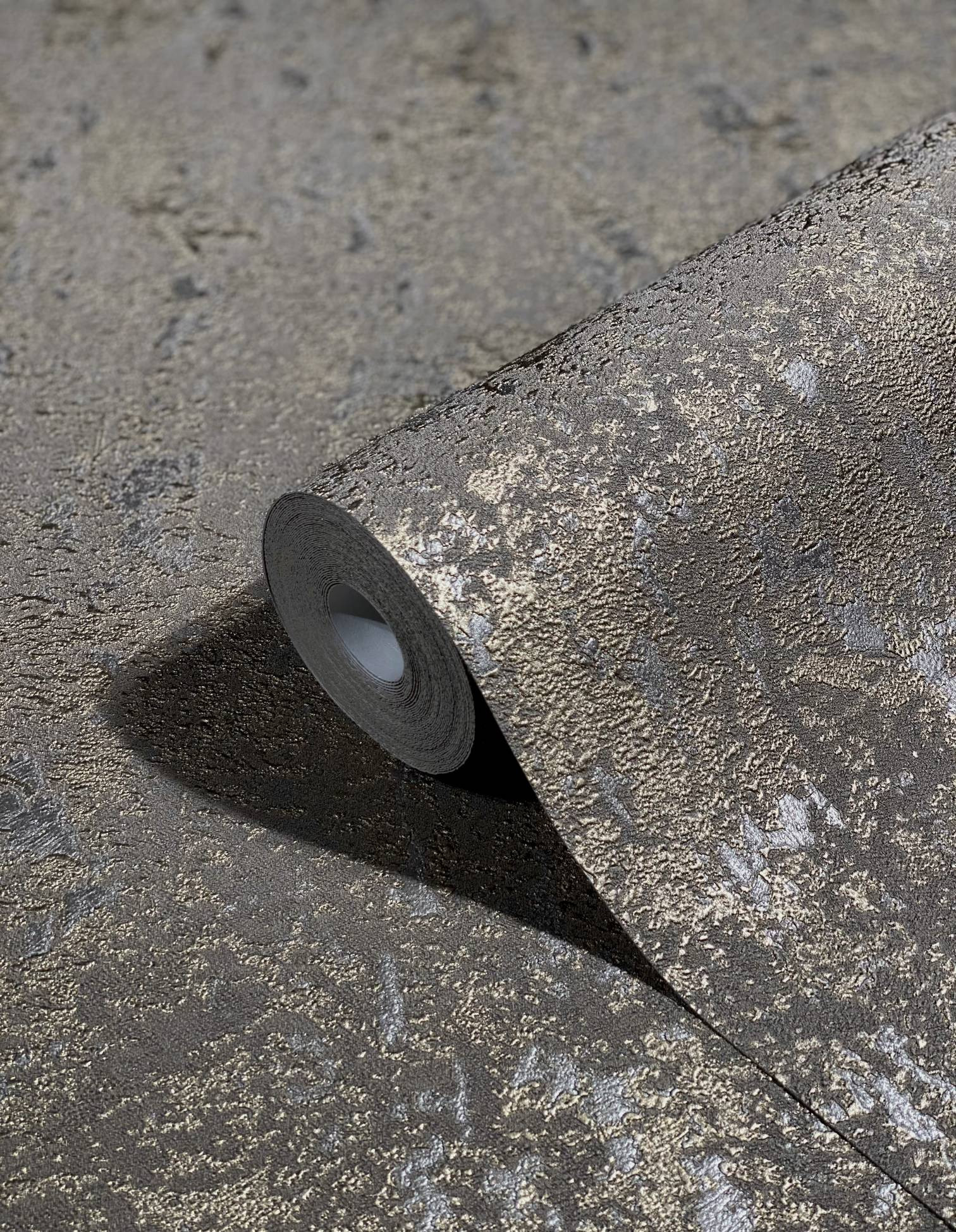 structuurvliesbehang bruin, goud