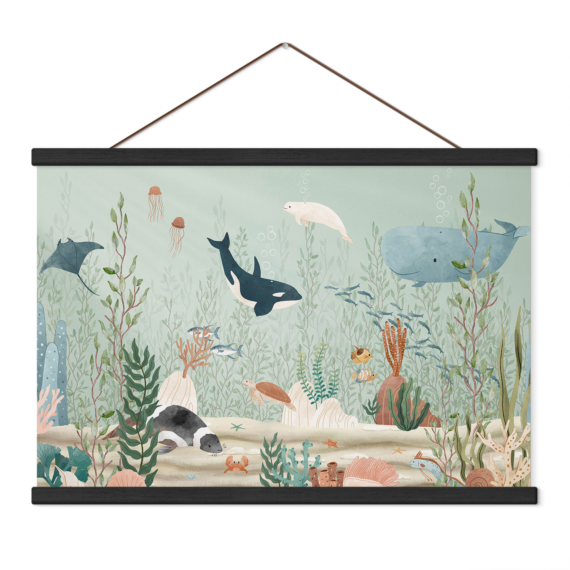 Pokój dziecięcy Obraz tkaniny Zwierzęta morskie w głębinach oceanu - Oliver Robins