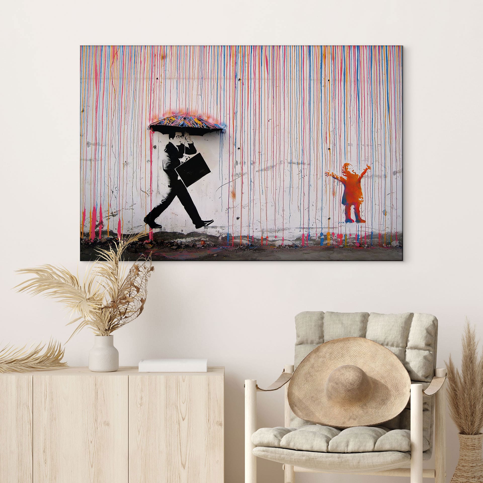 Wandbild Banksy - Coloured Rain - Alu-Dibond