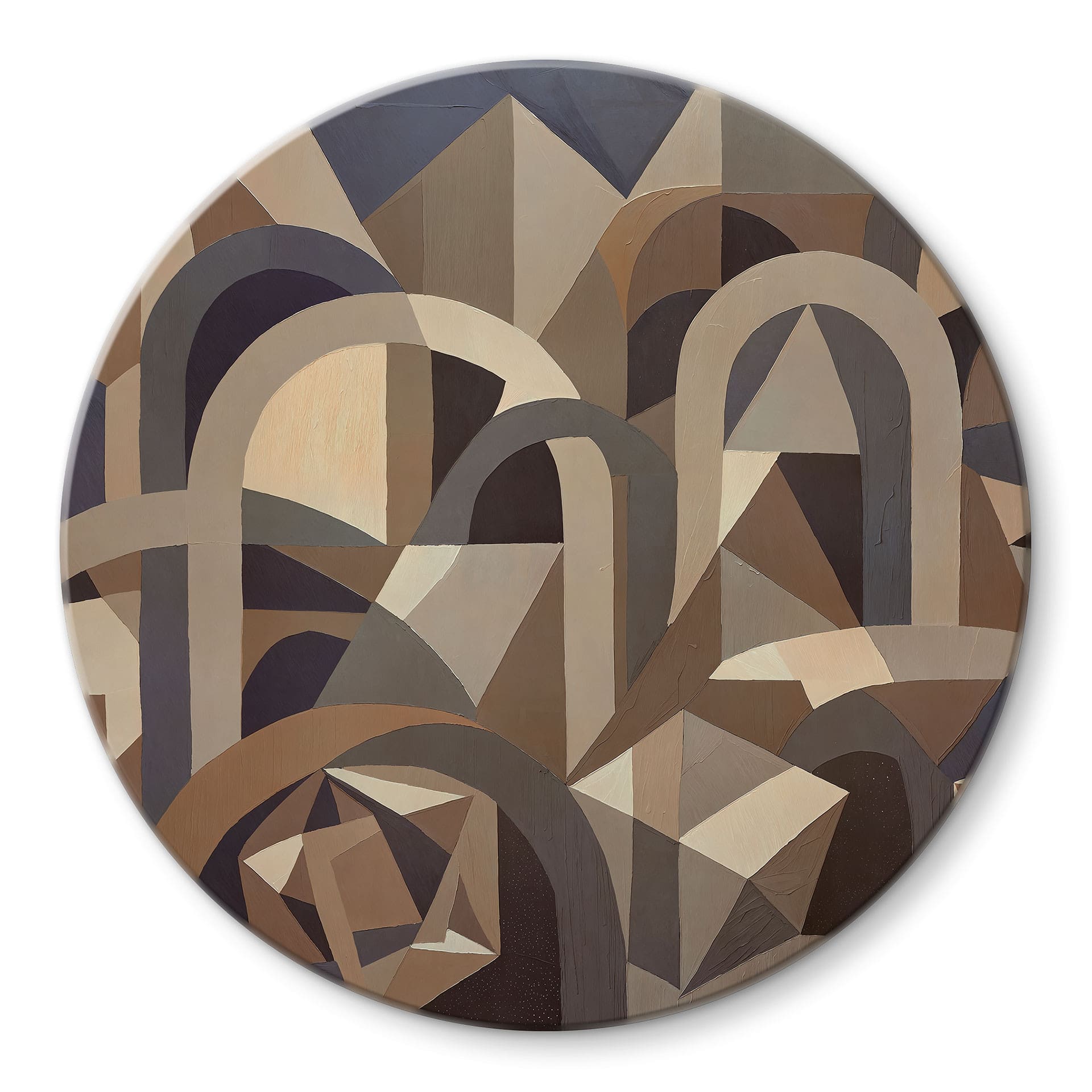 Glasschilderij Silent Axis - Geometrische Architectuur - Sir Edward x Grigory Gladarev - Rond