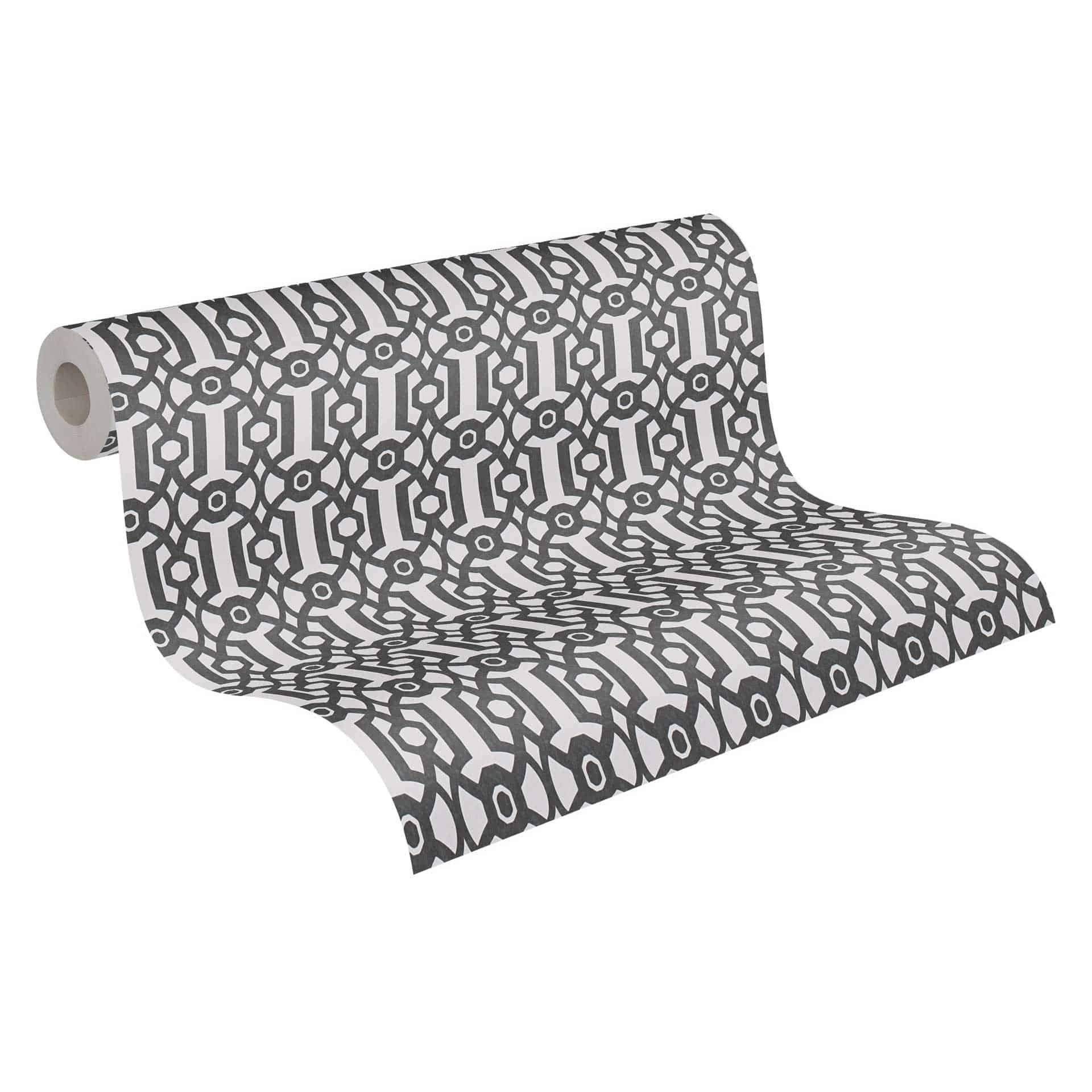 Tapeta retro w graficznym stylu czarno-białym - graficzna tapeta z włókniny w stylu vintage
