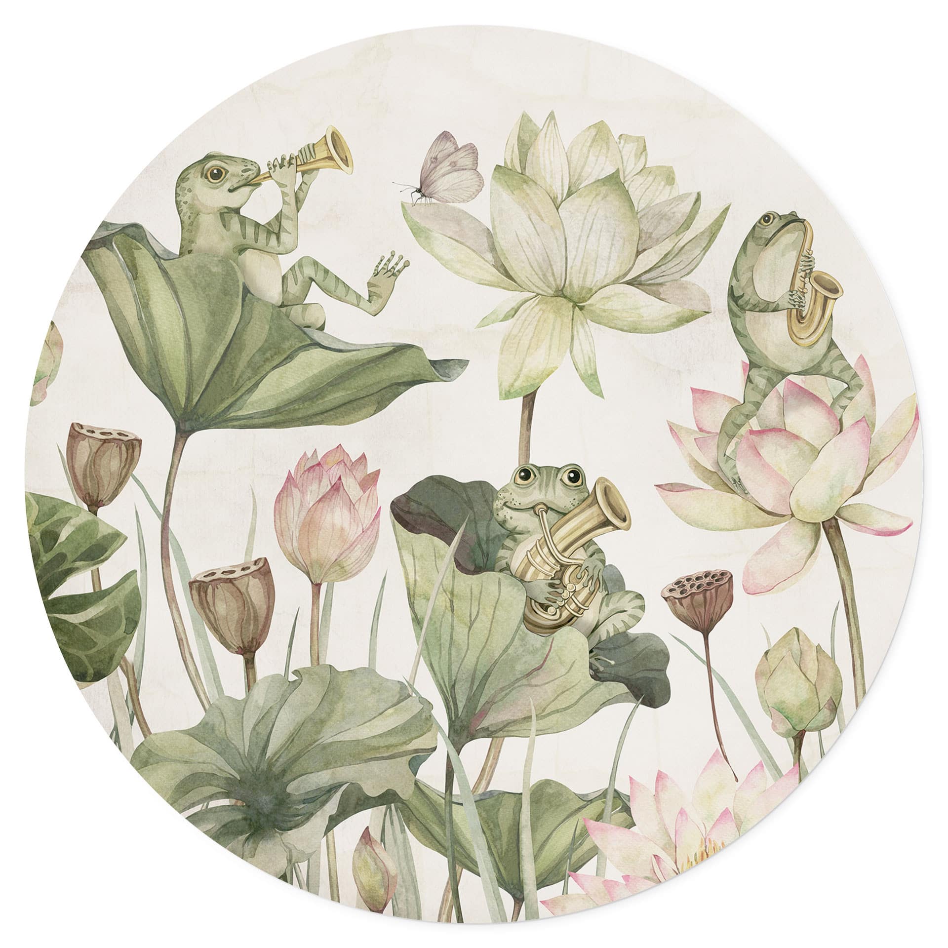Wallsticker Grodorkester på näckrosor - Kikki Belle - Rund