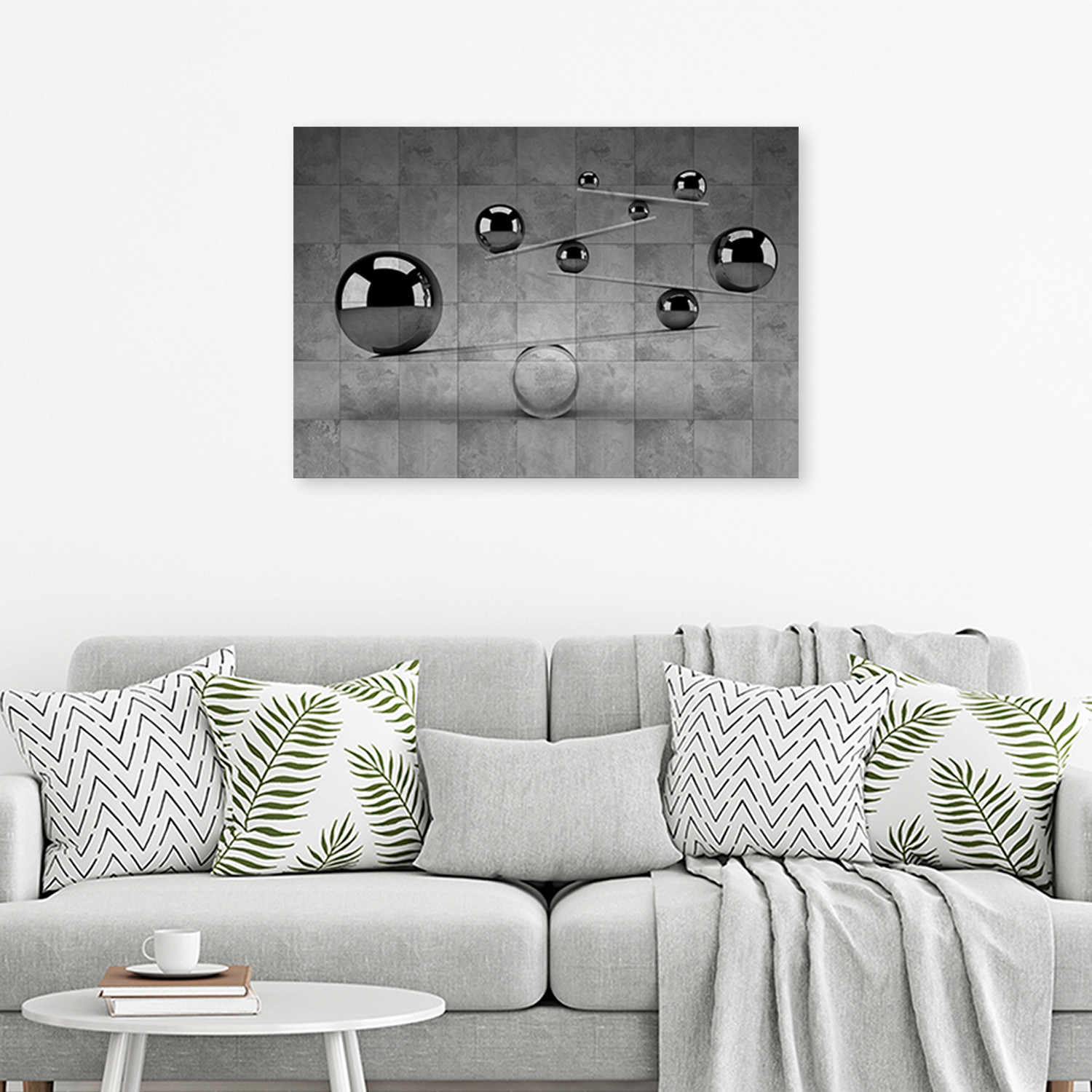 Canvasbillede, Bolde i 3D-sølv