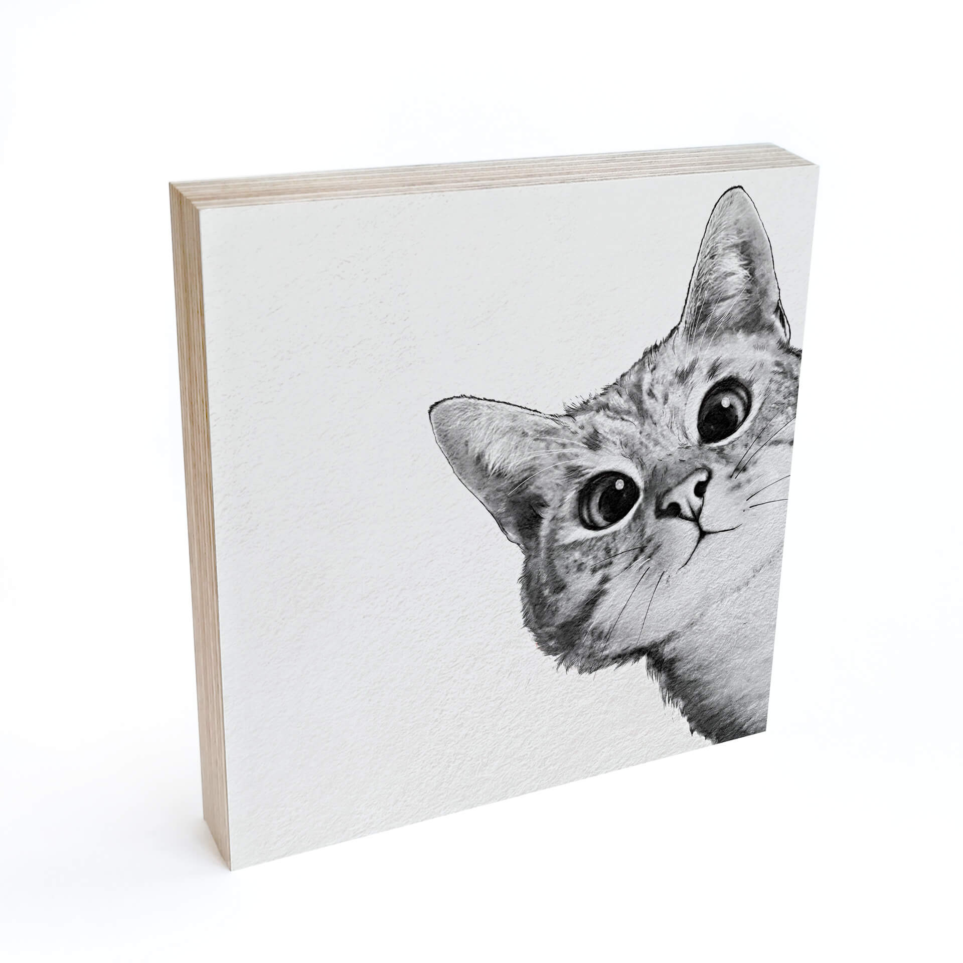 Billede af træ til at sætte op - Graves - Sneaky Cat - 15x15 cm