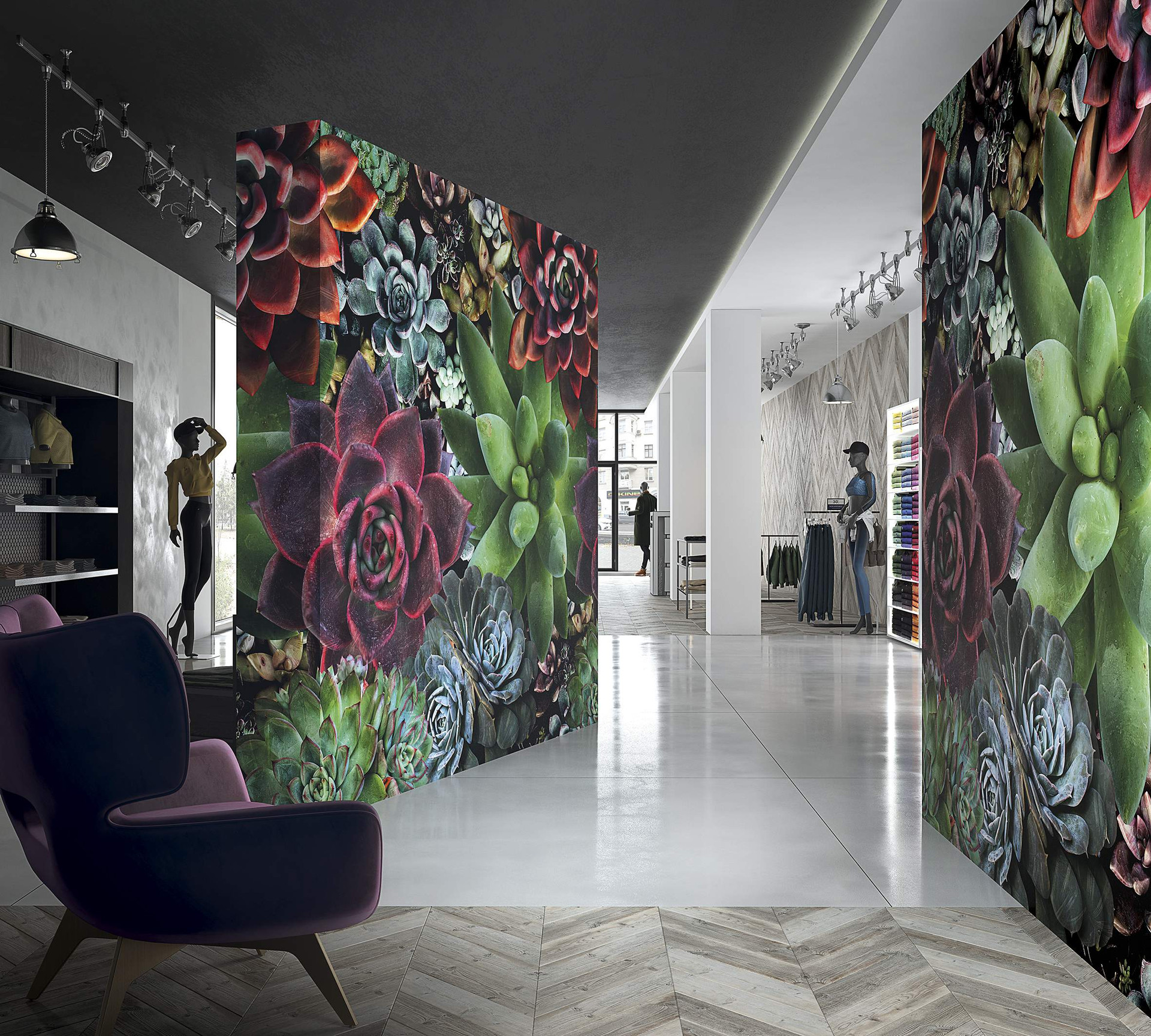 Fotobehang met grote bloemmotieven, Groen gebloemd 3.40 x 3.18 m