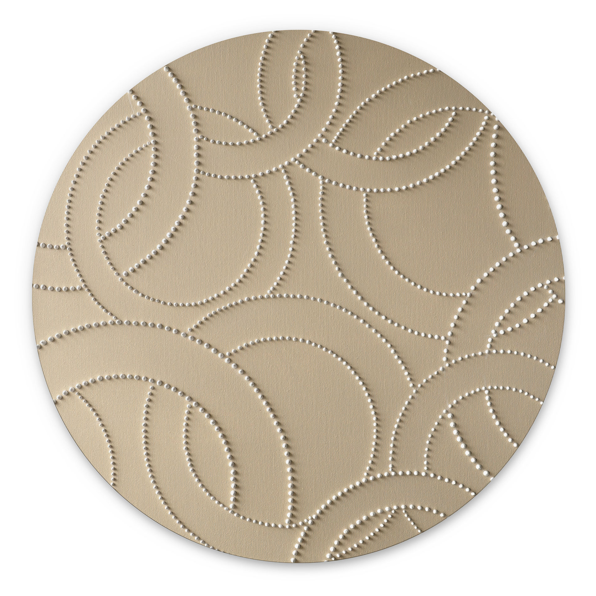 Billede Abstrakte ringe beige - Grande - rund – print på aluminium (Alu-Dibond)