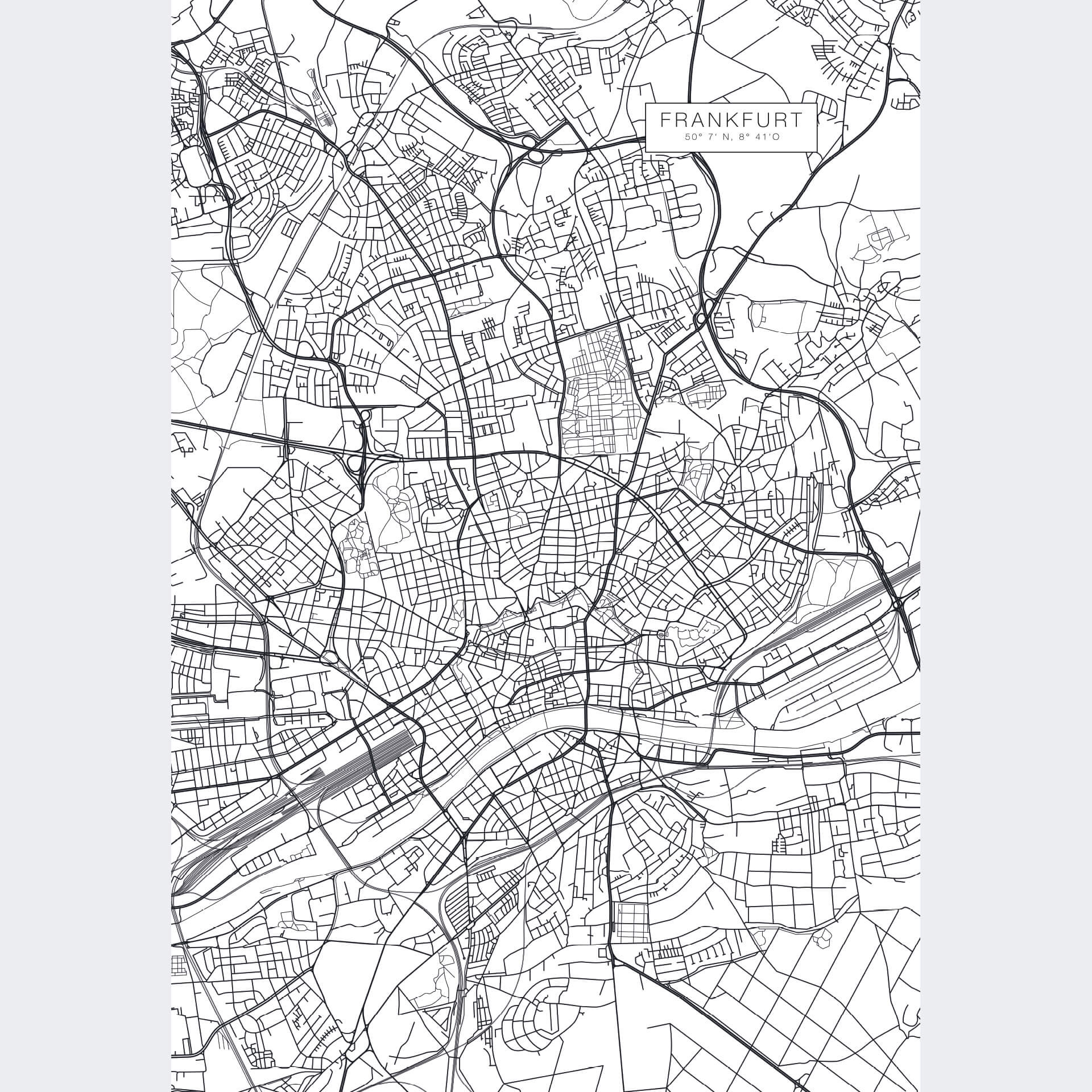 Papier peint photo Plan de la ville de Francfort