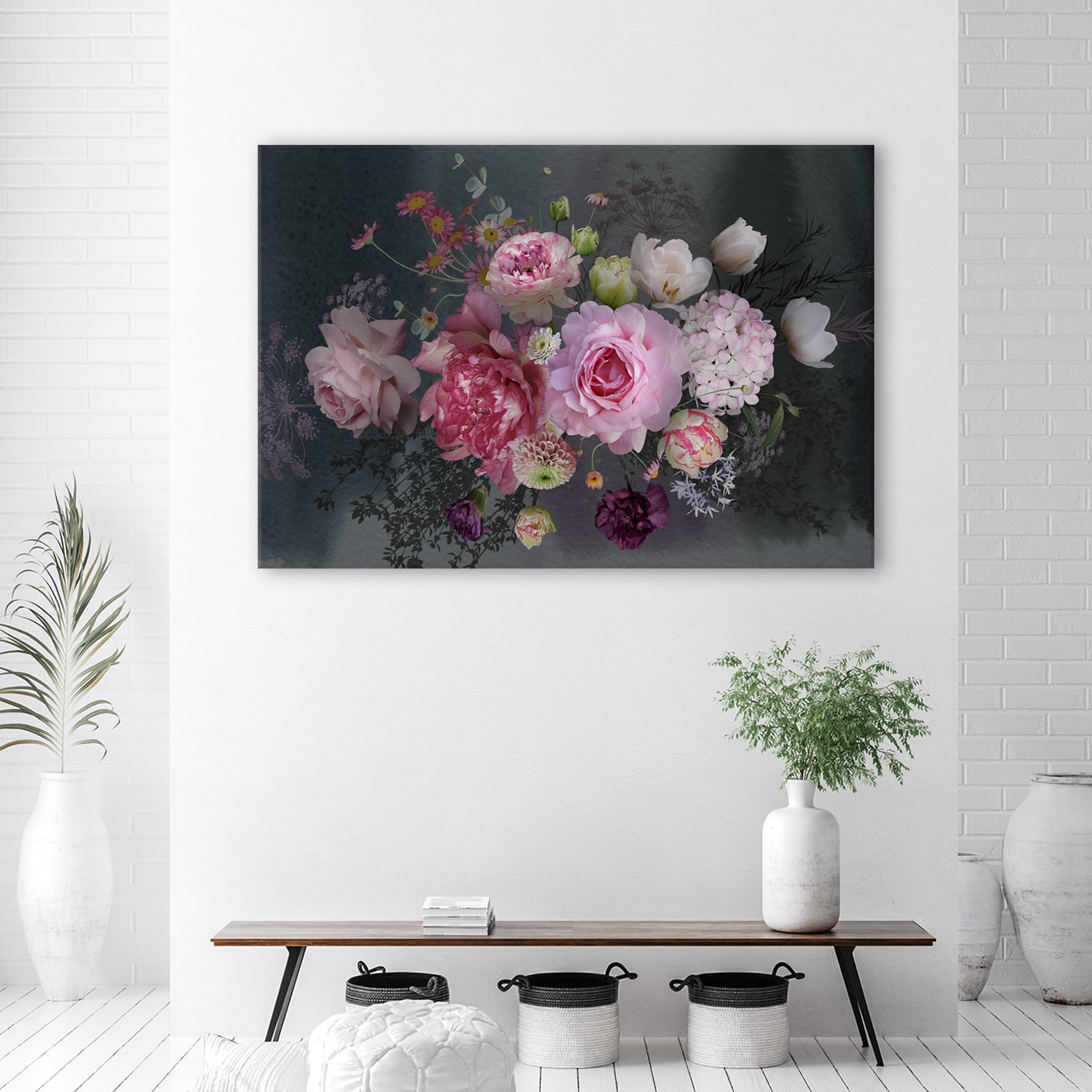 Canvasbillede, Vintage blomsterbuket