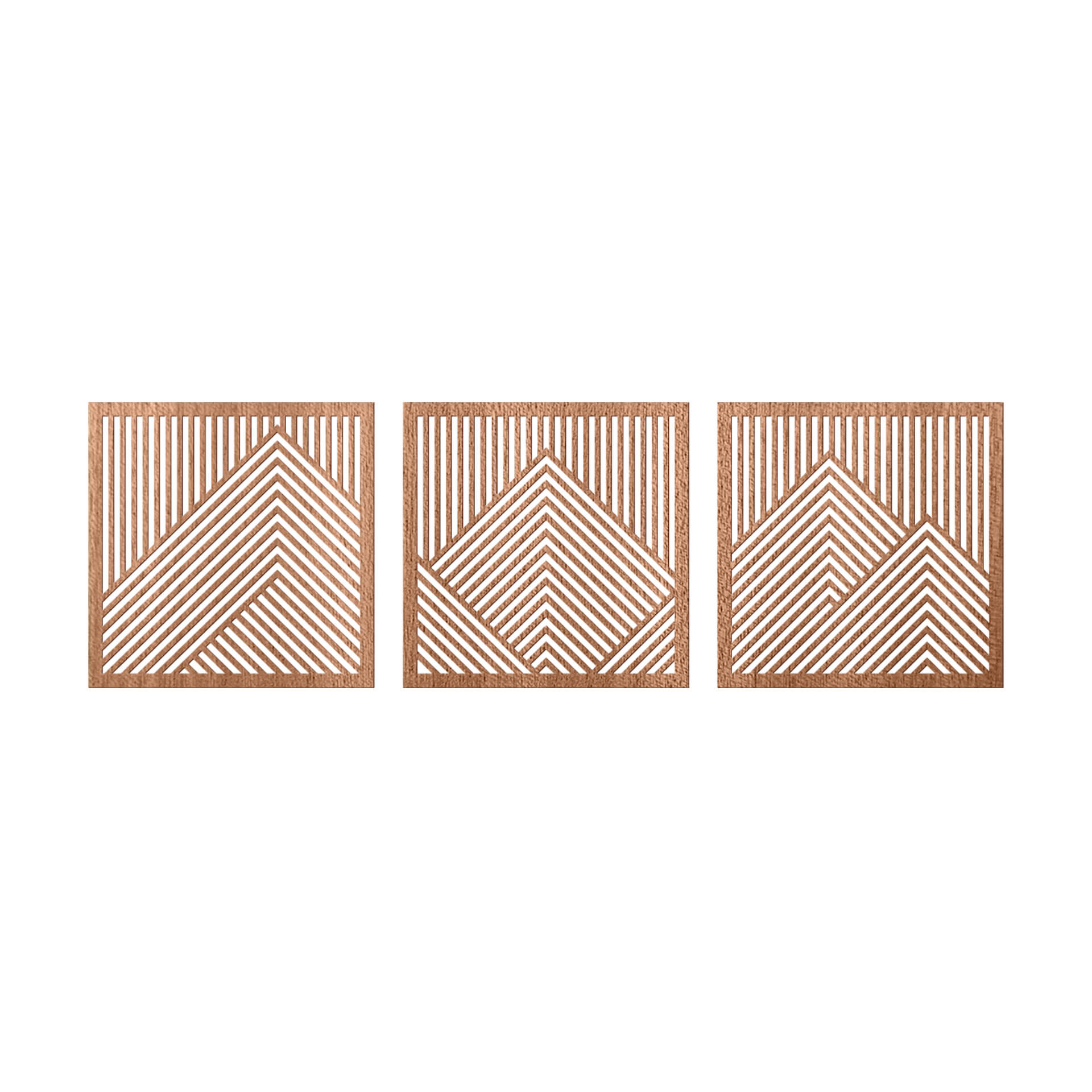 dekoracja ścienna 3D górski krajobraz panele ścienne z motywem geometrycznym (3-częściowe) - drewno