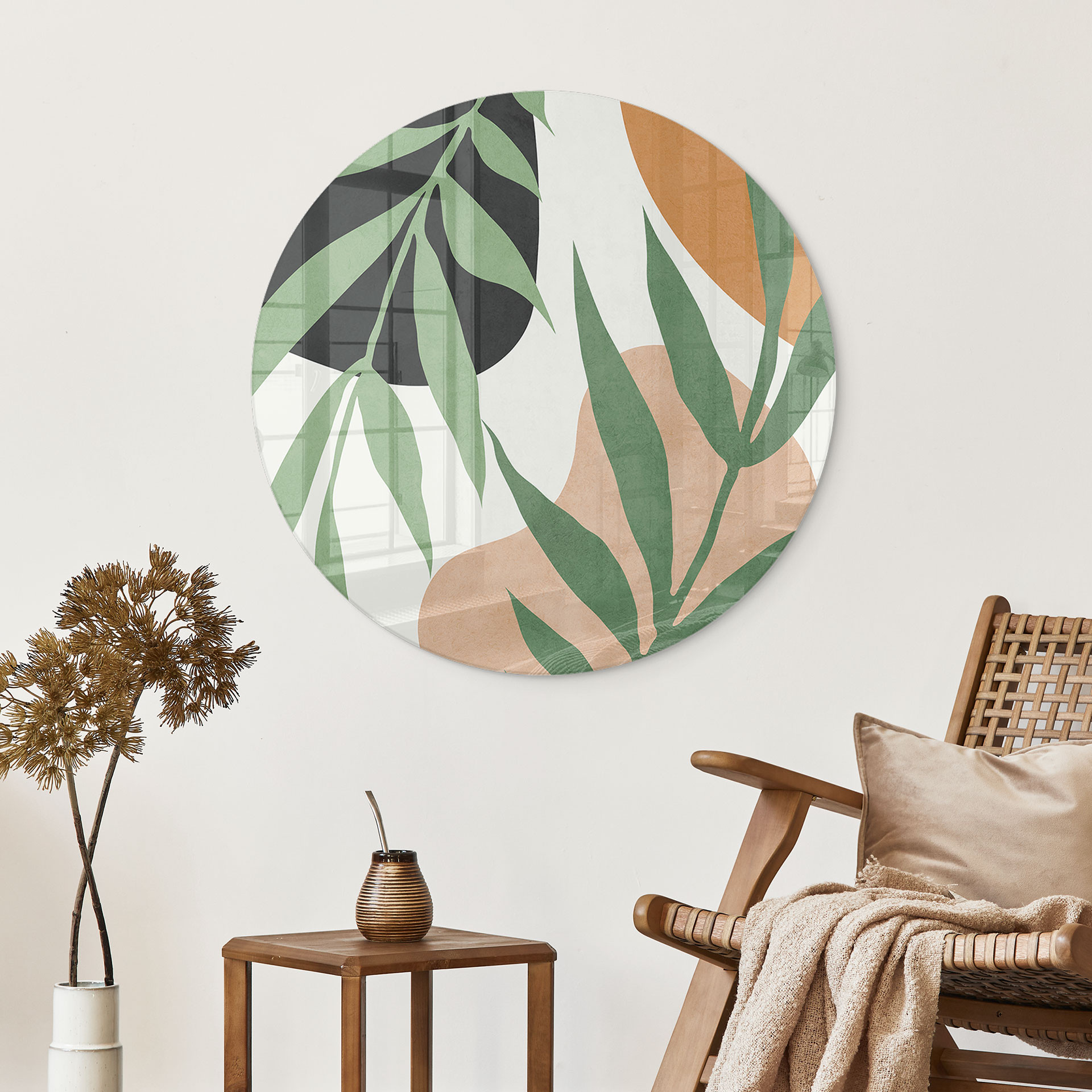 Glasbillede - Grønne grene i junglen | Tropiske planter - Costa - Rund