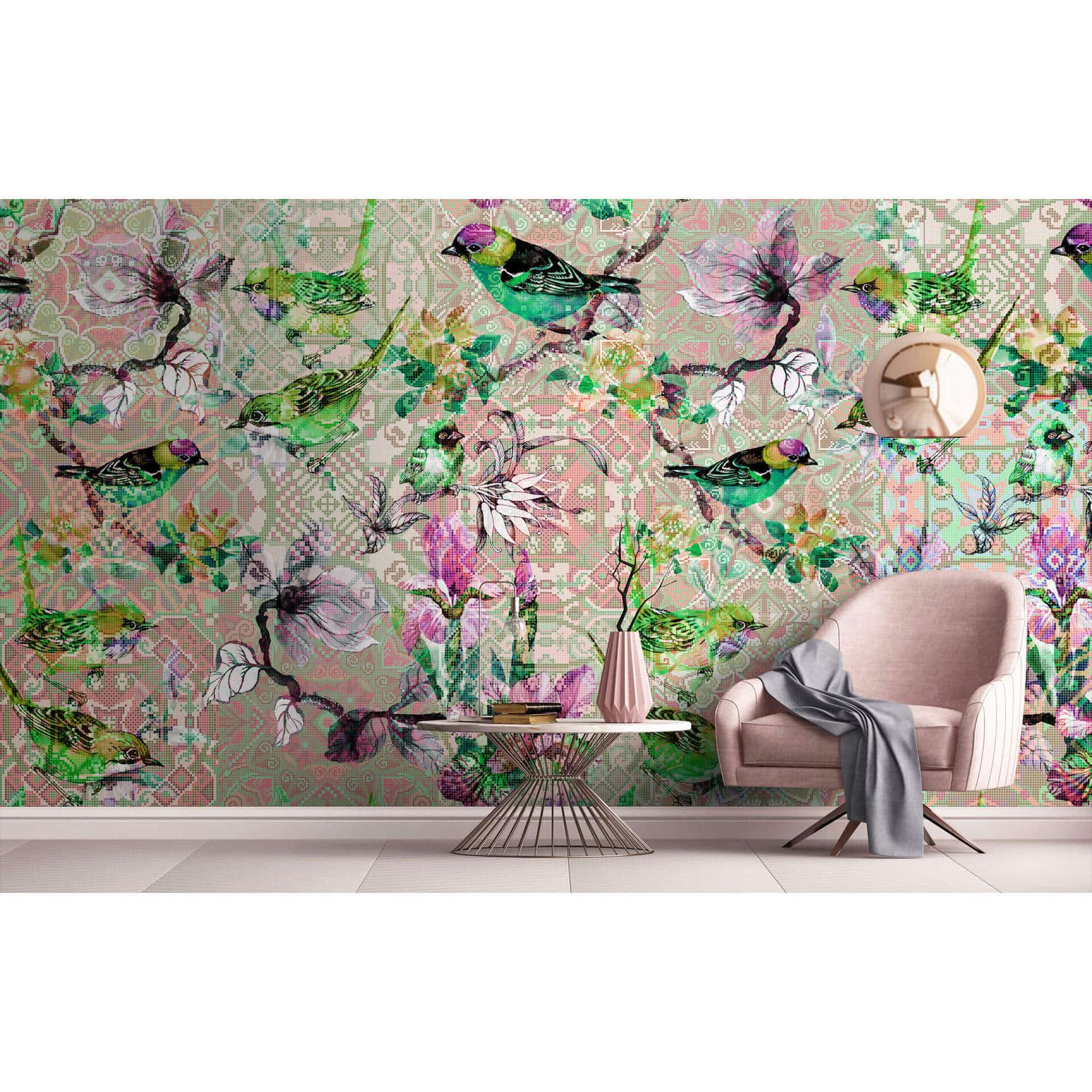 Livingwalls Fotobehang Walls by Patel mosaic birds 2