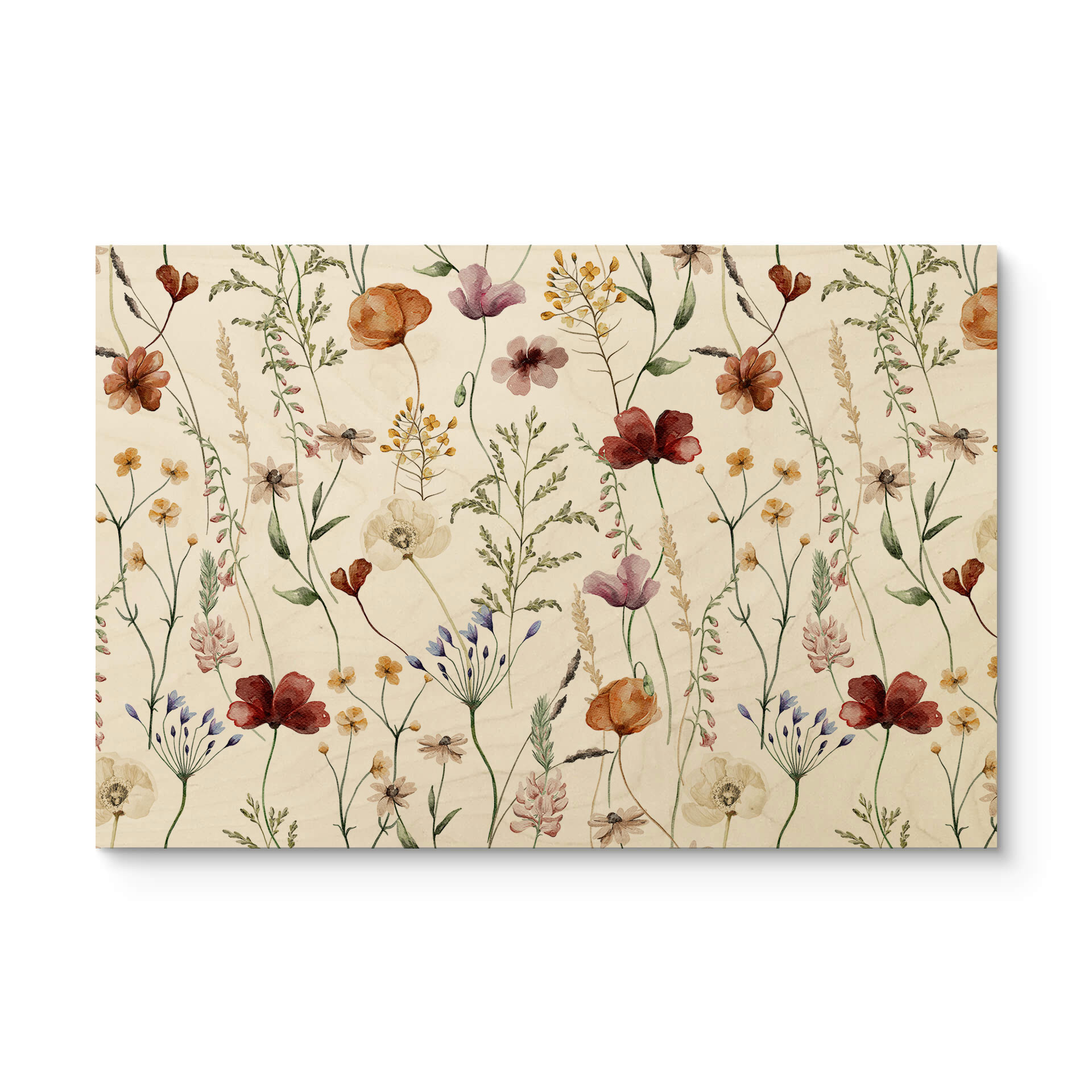 Kolorowy Plakat drewniany z polnymi kwiatami - UN Designs