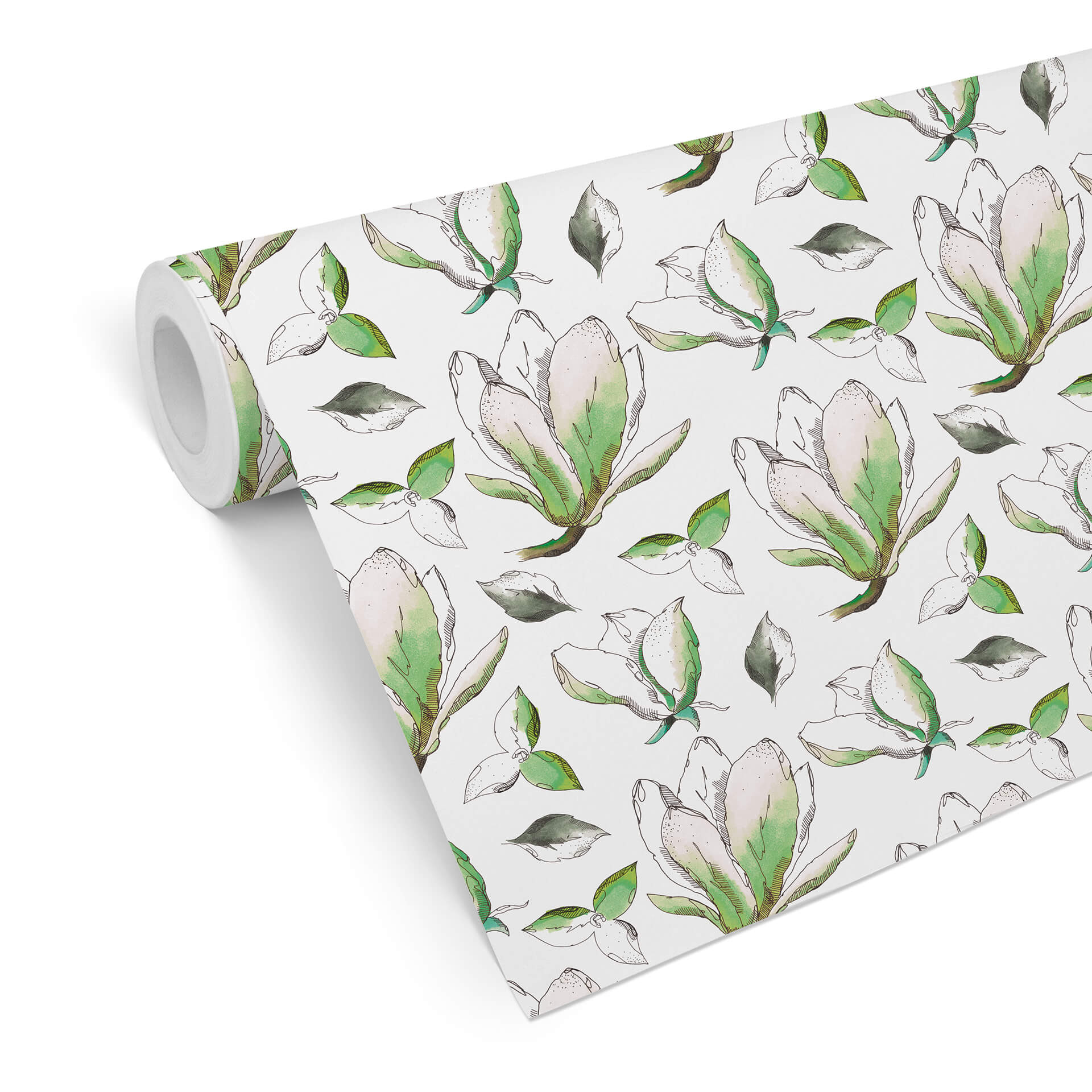 Patroonbehang – Illustrated Flowers – groen