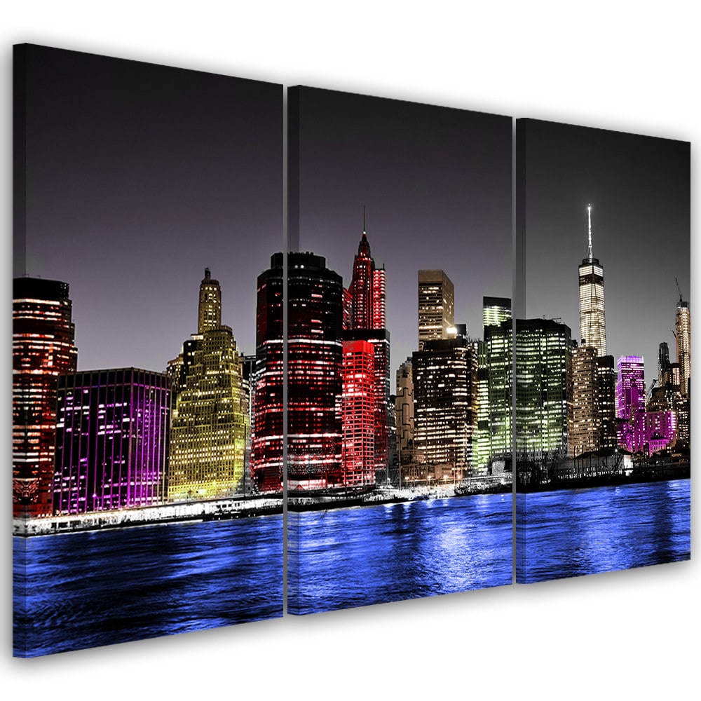 3 stykke lærredstryk, Architecture Skyline New York