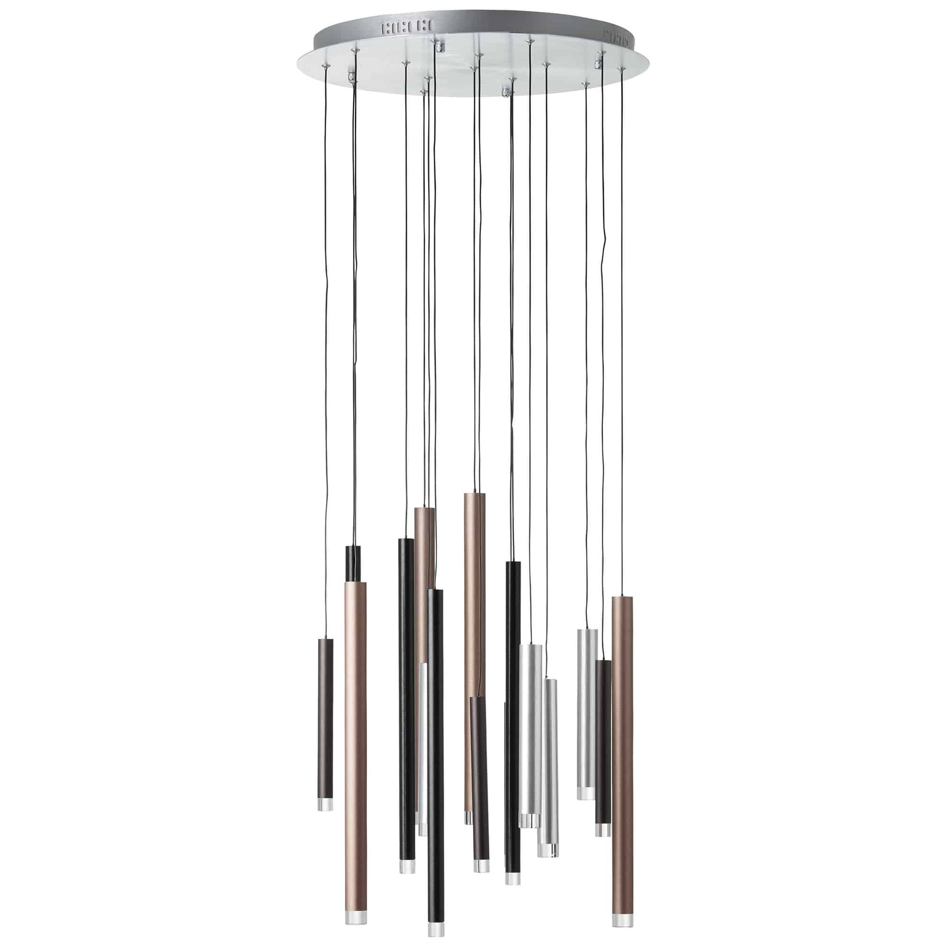 Pendelleuchte Eddy, braun, 180 x 55,3 cm, Metall Pendellampe, dimmbar