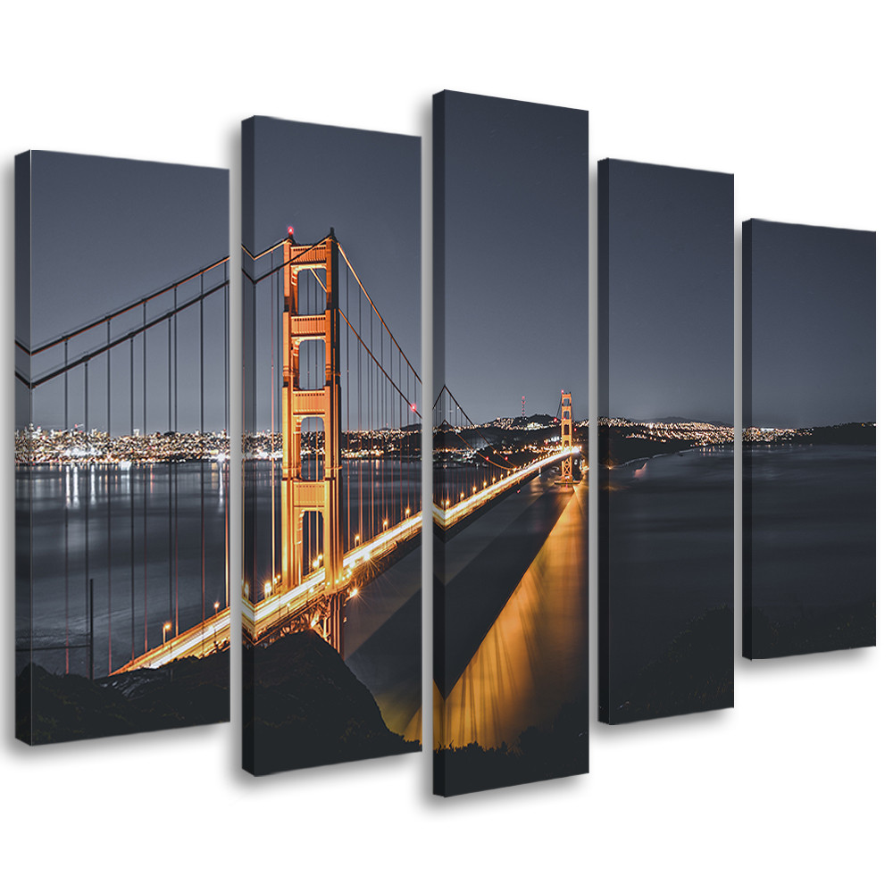 5 stykke lærredstryk, Golden Gate of San Francisco
