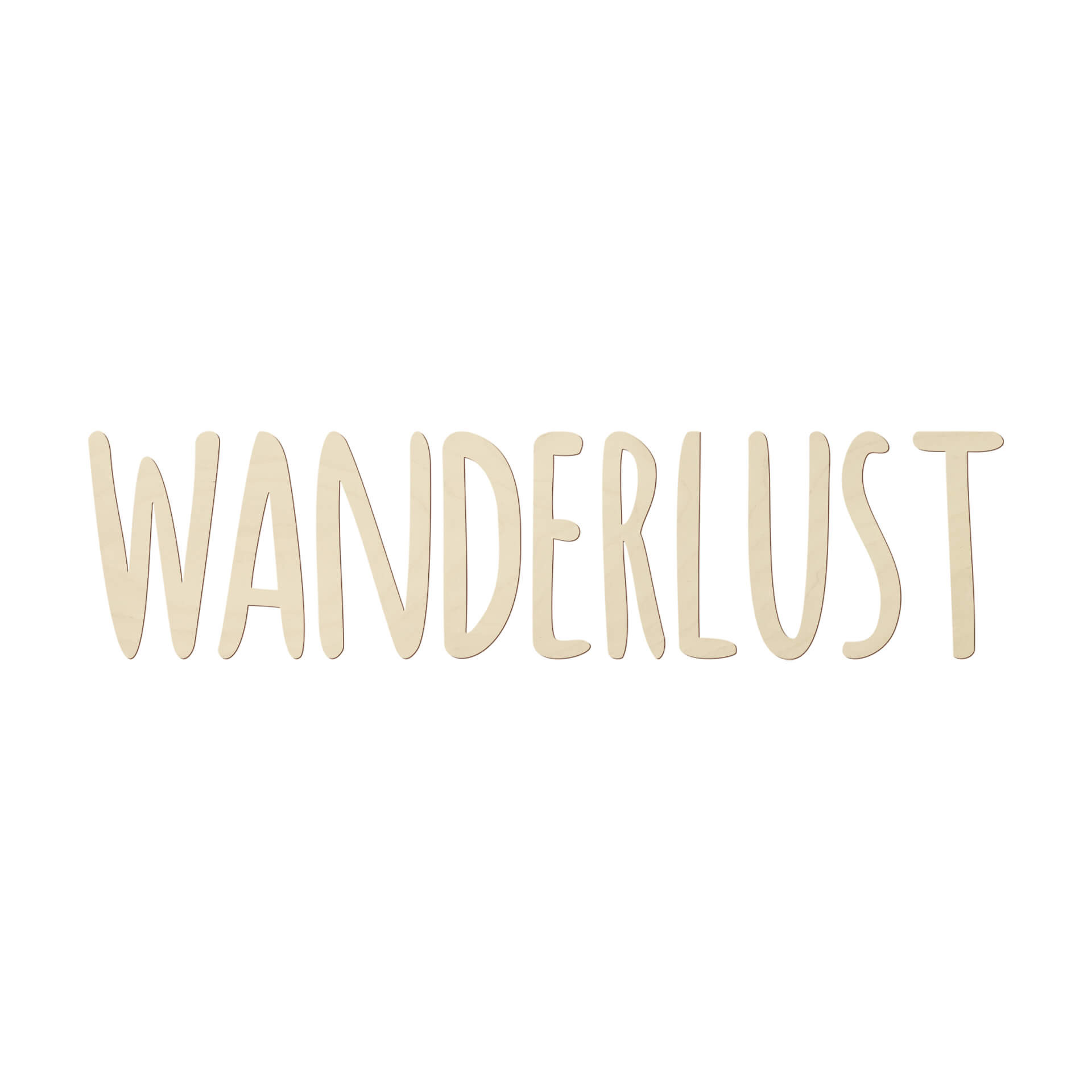3D Holz Schriftzug Wanderlust - Pappel