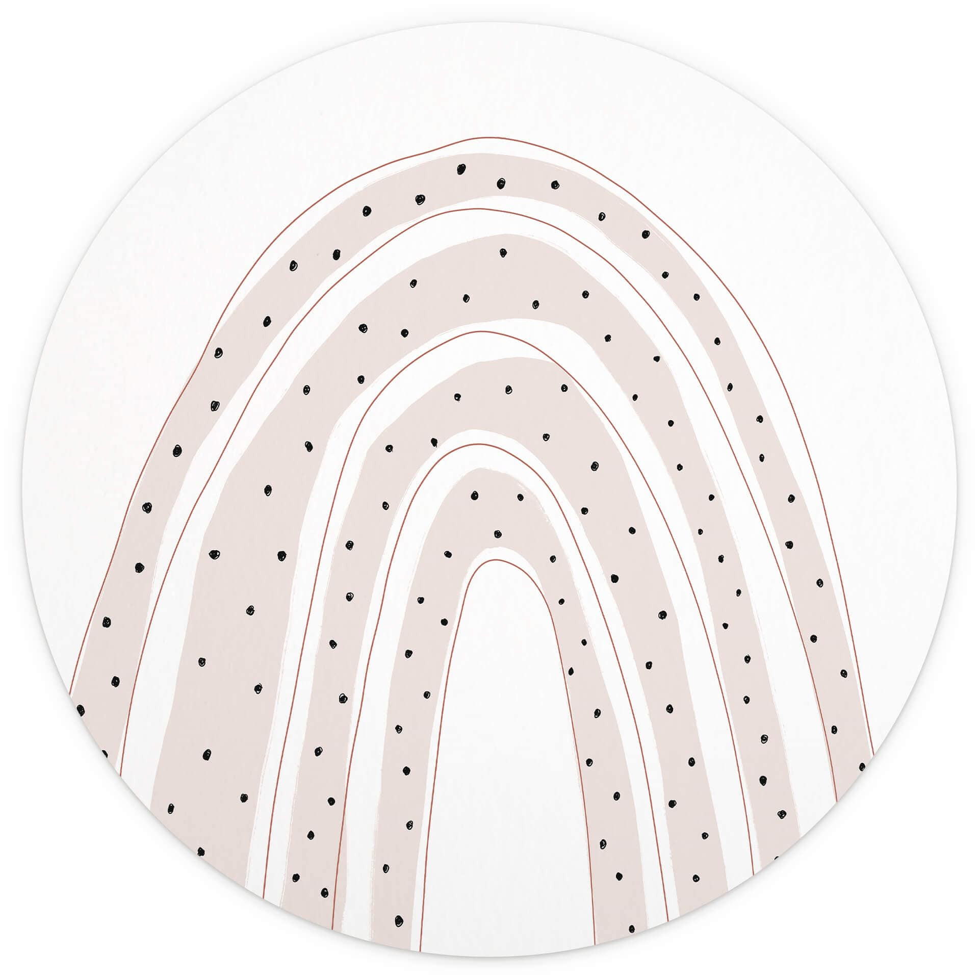 Behangcirkel Uplusmestudio - Abstracte Regenboog met Dots - vliesbehang/zelfklevend vliesbehang