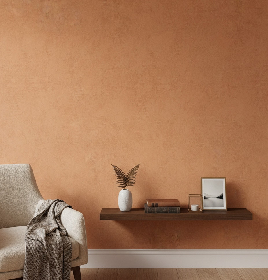 Ikke-vævet tapet almindeligt moderne, natur i orange, køkken, lounge