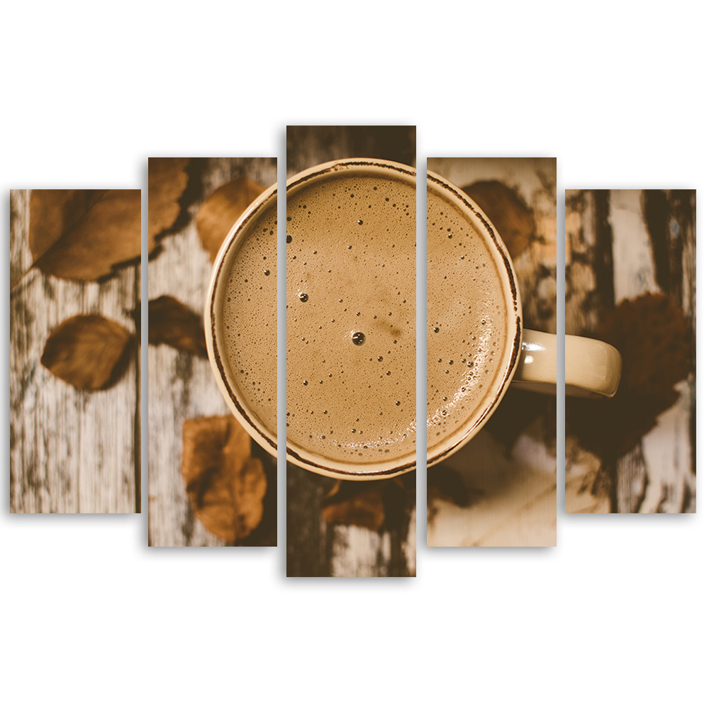 5 stykke lærredsprint, vintage retro kaffe