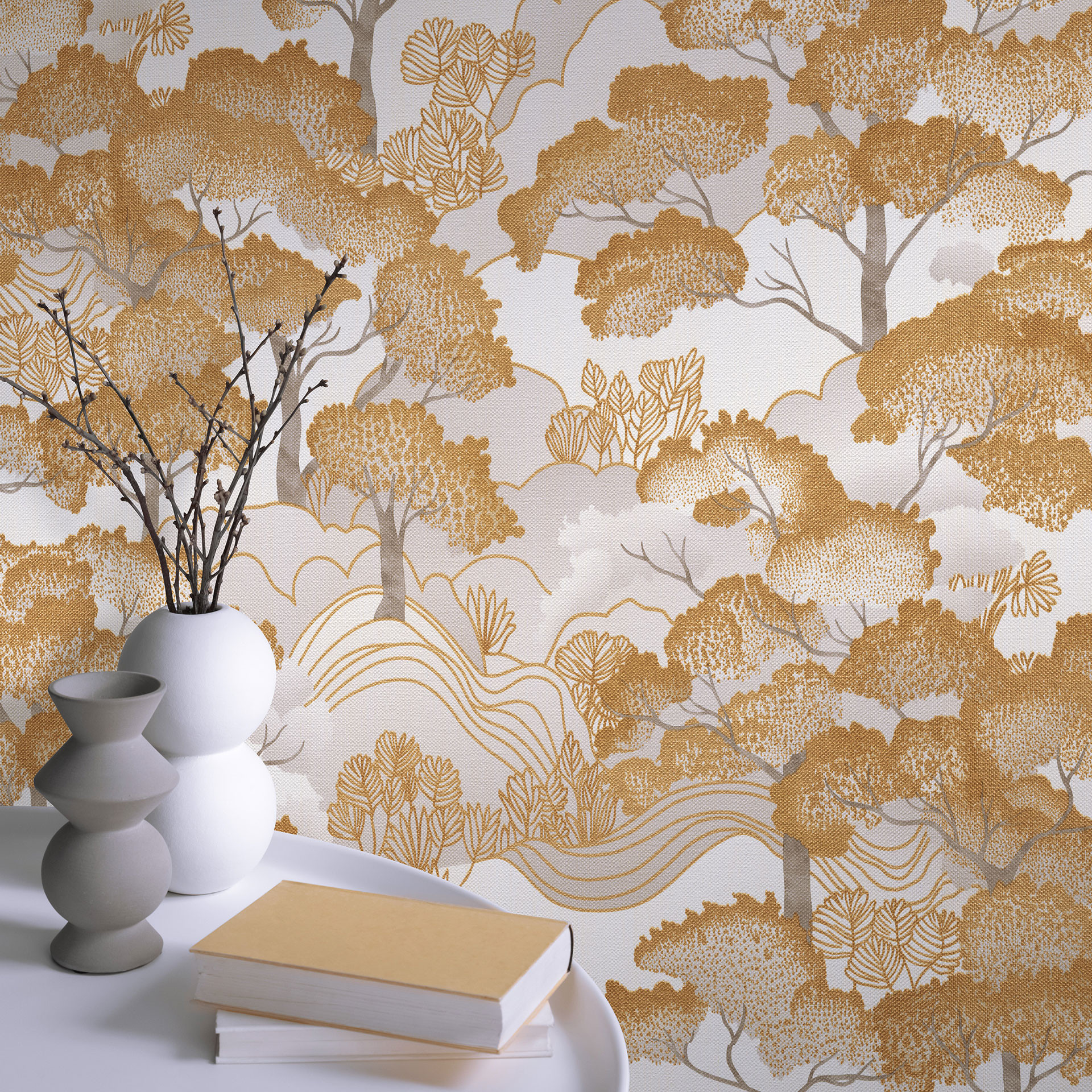 Vliesbehang GOLDEN GROVE Elle Decoration 4, goud