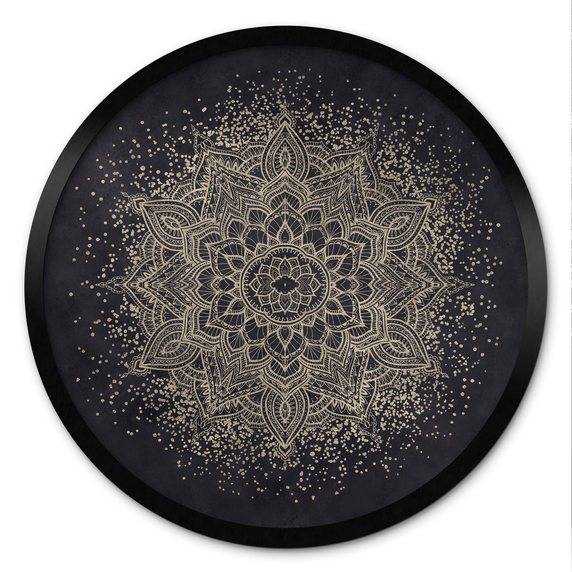 Poster Mandala élégant en noir et or - Bloomery Decor - Rond