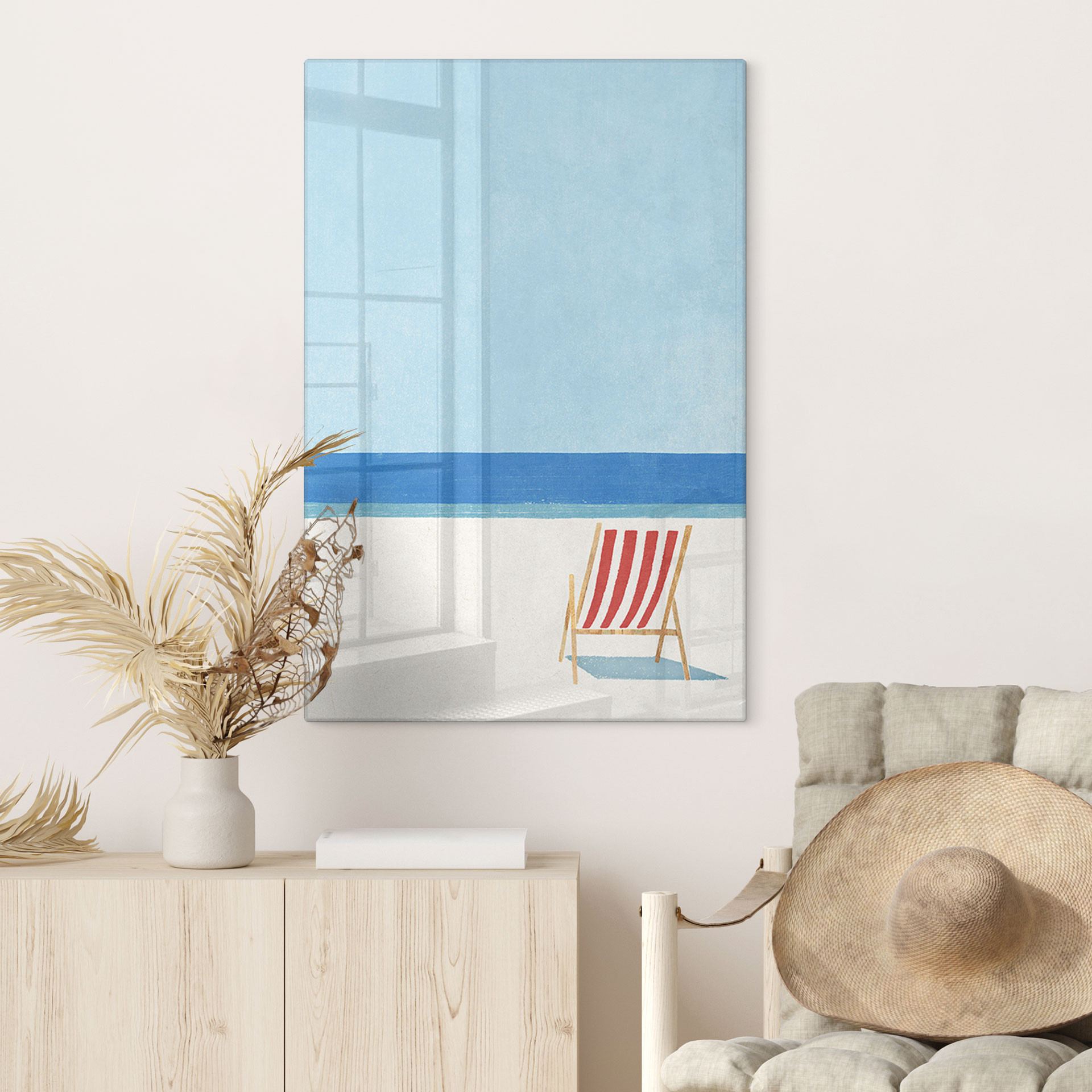 Glasbillede - Sommer - liggestol med havudsigt - Rivers