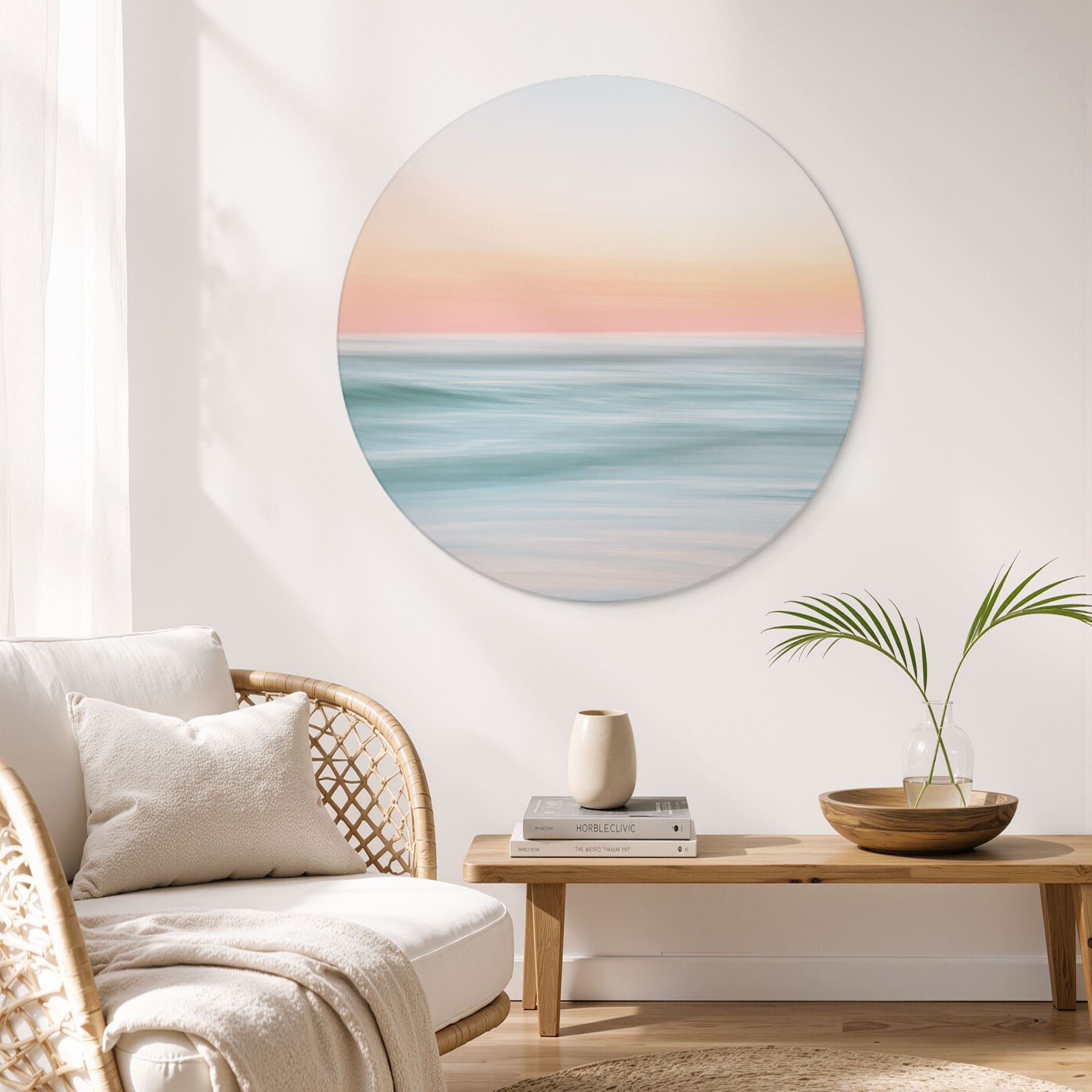 Wanddecoratie Abstracte Zeegolven Pastel - Botha - Alu-Dibond Rond