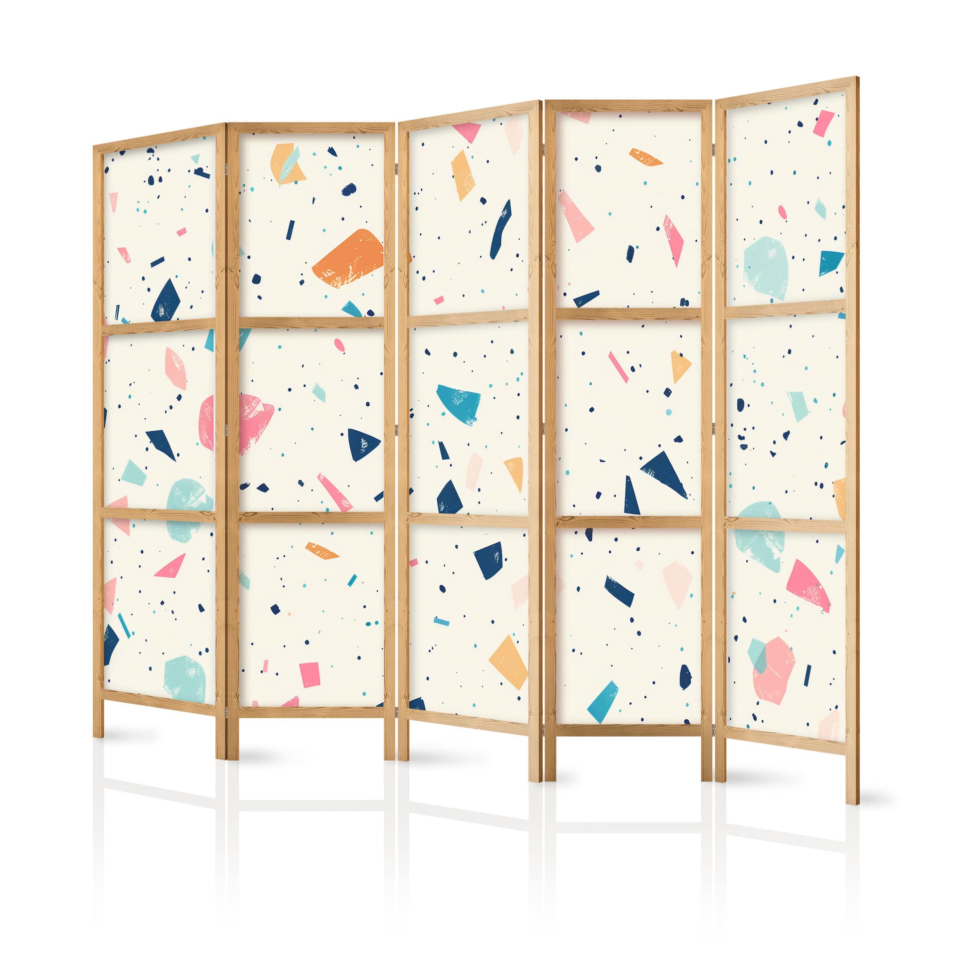 Japanischer Paravent, Raumteiler freistehend, Trennwand - Terrazzo with Multicolored Large Elements