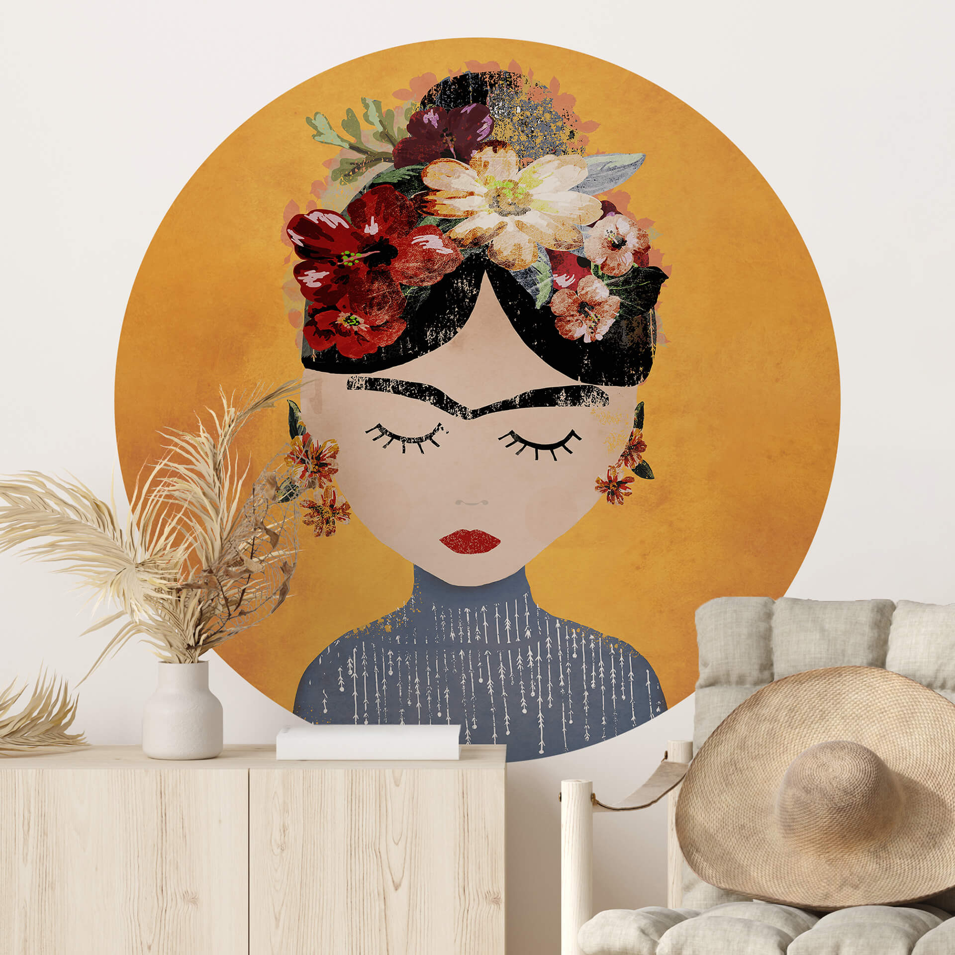 Naklejka na ścianę Treechild - Flowery Frida - okrągła