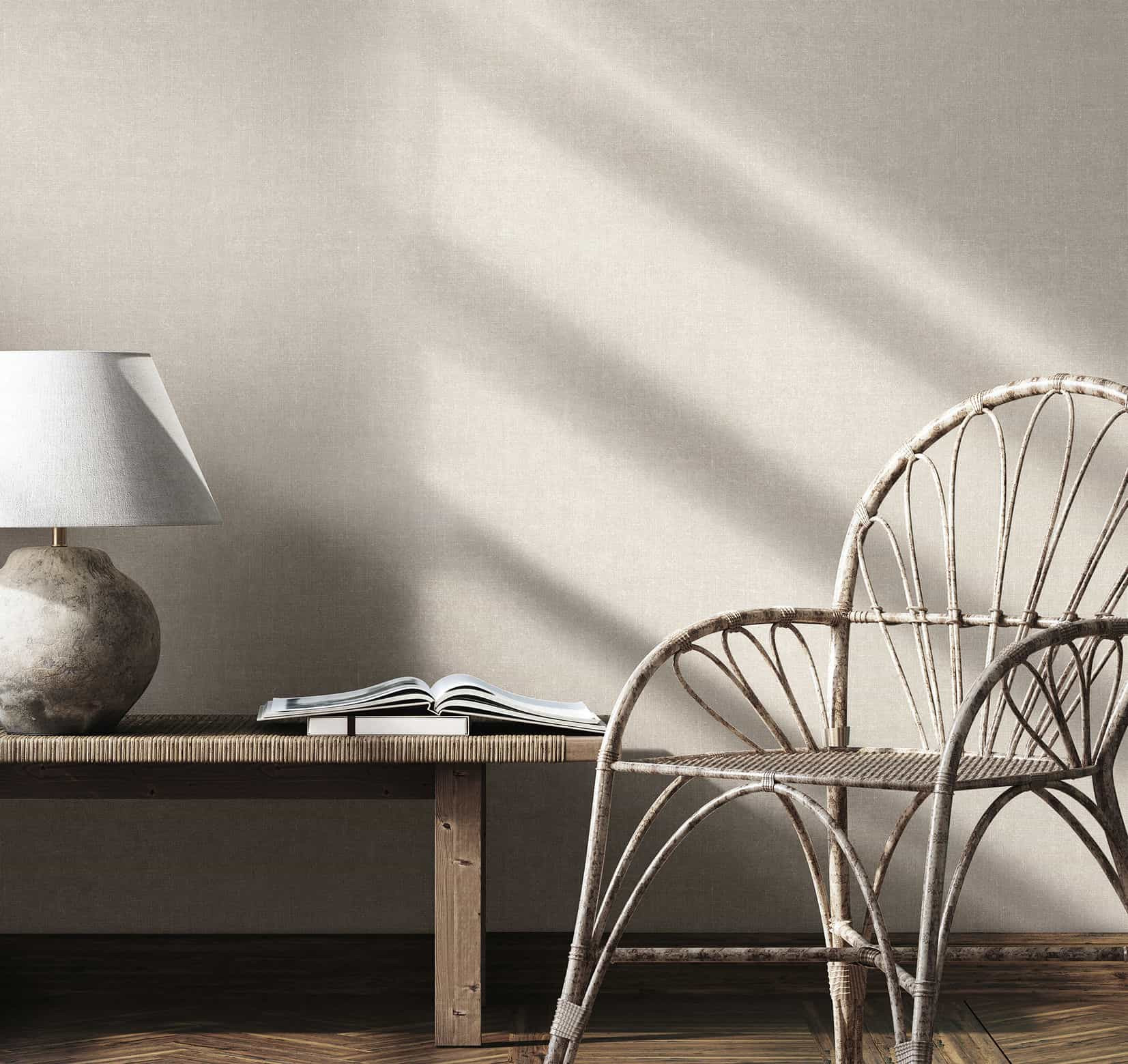 vliesbehang modern structuur effen grijs, beige uni