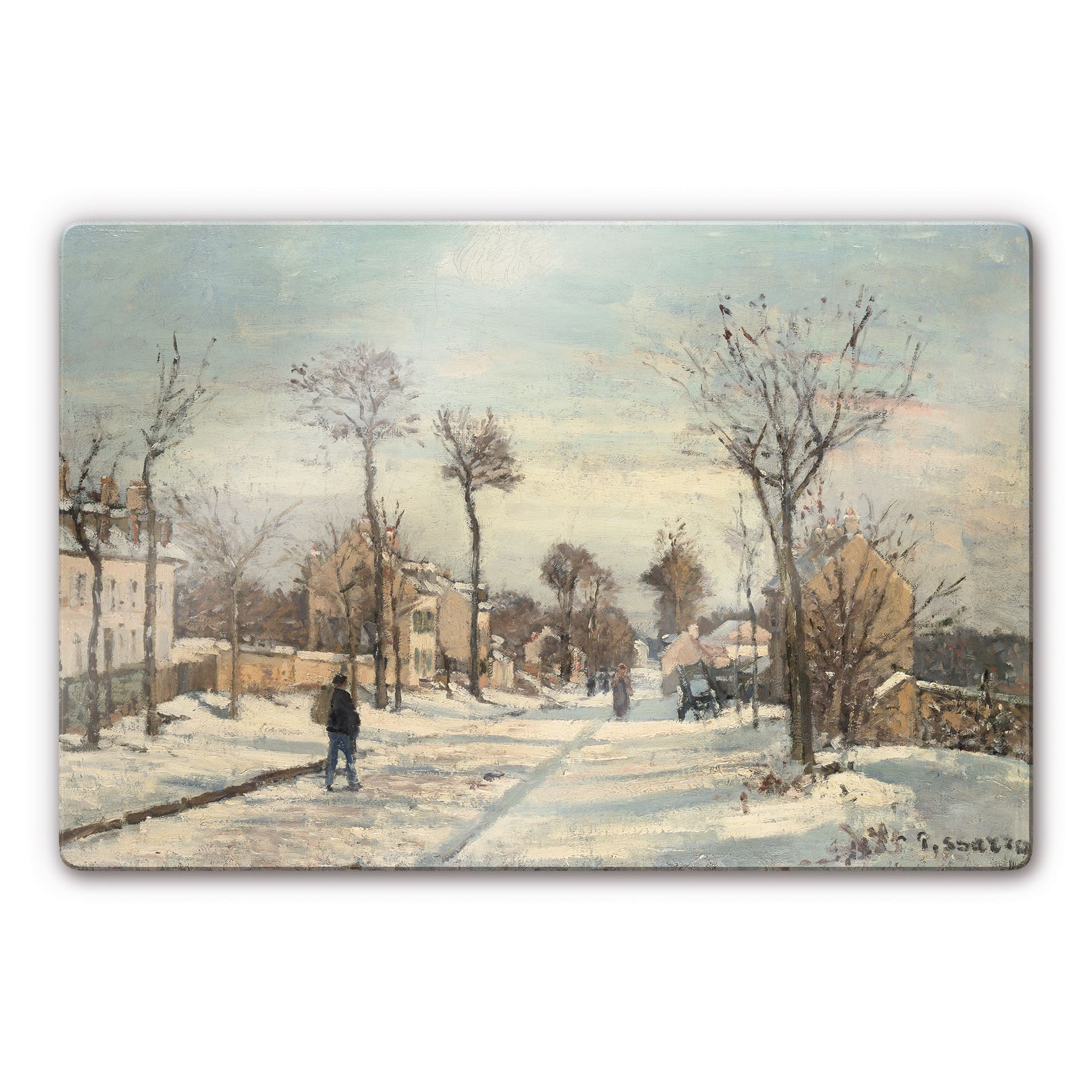 Tableau en verre - Pissarro - Rue de louvencienne sous la neige