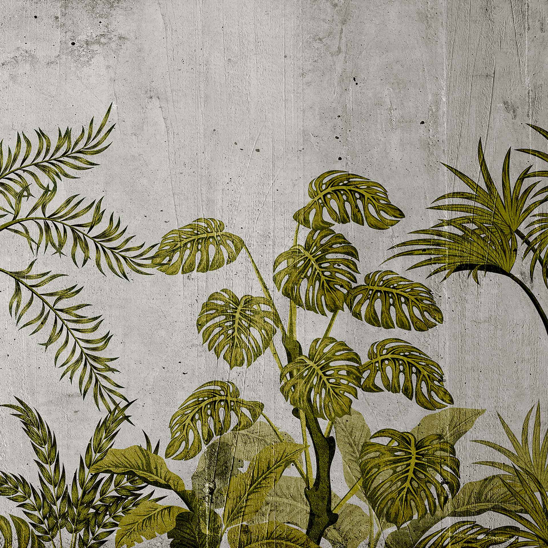 fotobehang JungleConcret2 in grijsgroen - vliesbehang Designwalls 2 - 2,55 x 3,5 m