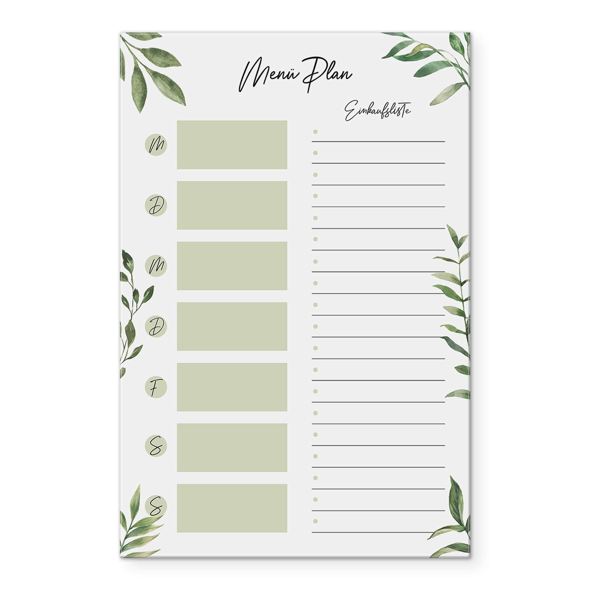 Memoboard Glas/Acryl Menüplaner und Einkaufsliste - transparent
