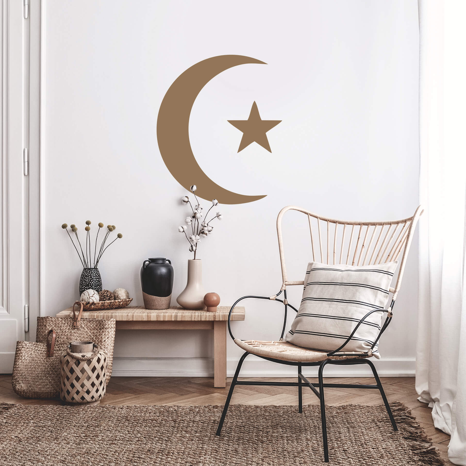 Sticker mural - Croissant de lune et étoile 1