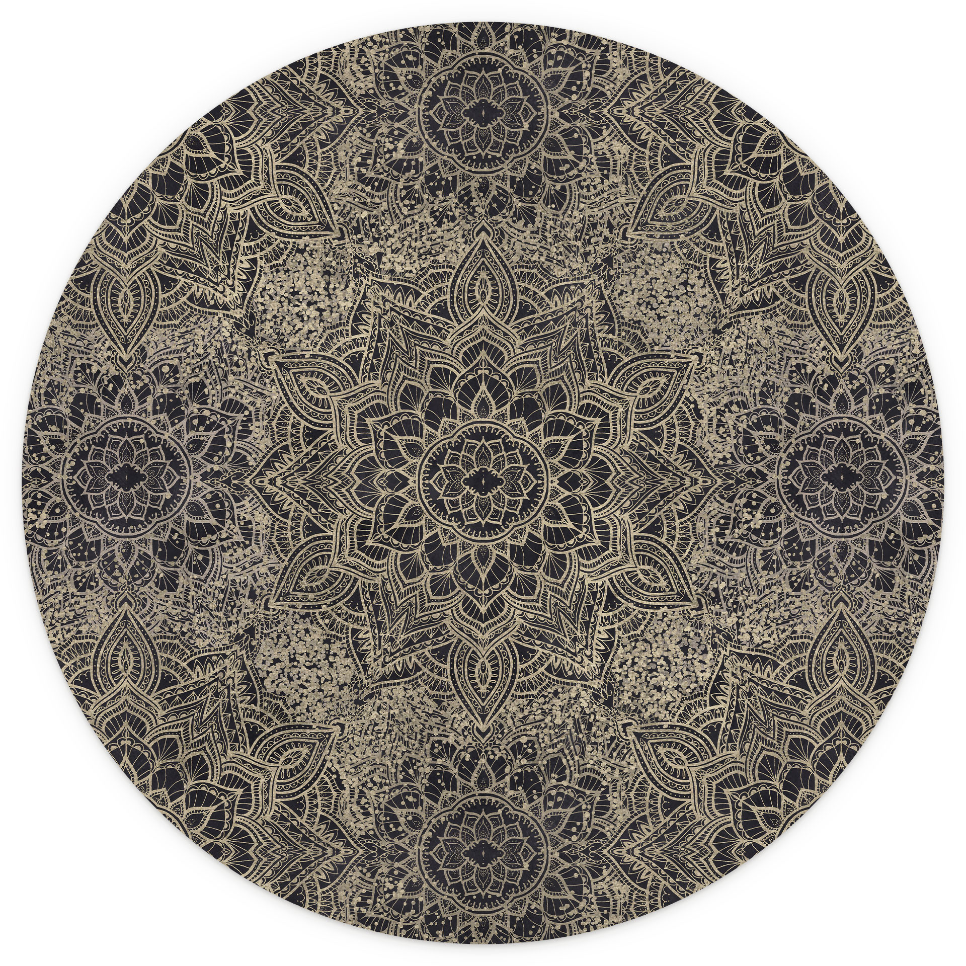 Mandala Boho Antiek Goud Fotobehang - Bloomery Decor - Rond - Zelfklevend/niet-geweven
