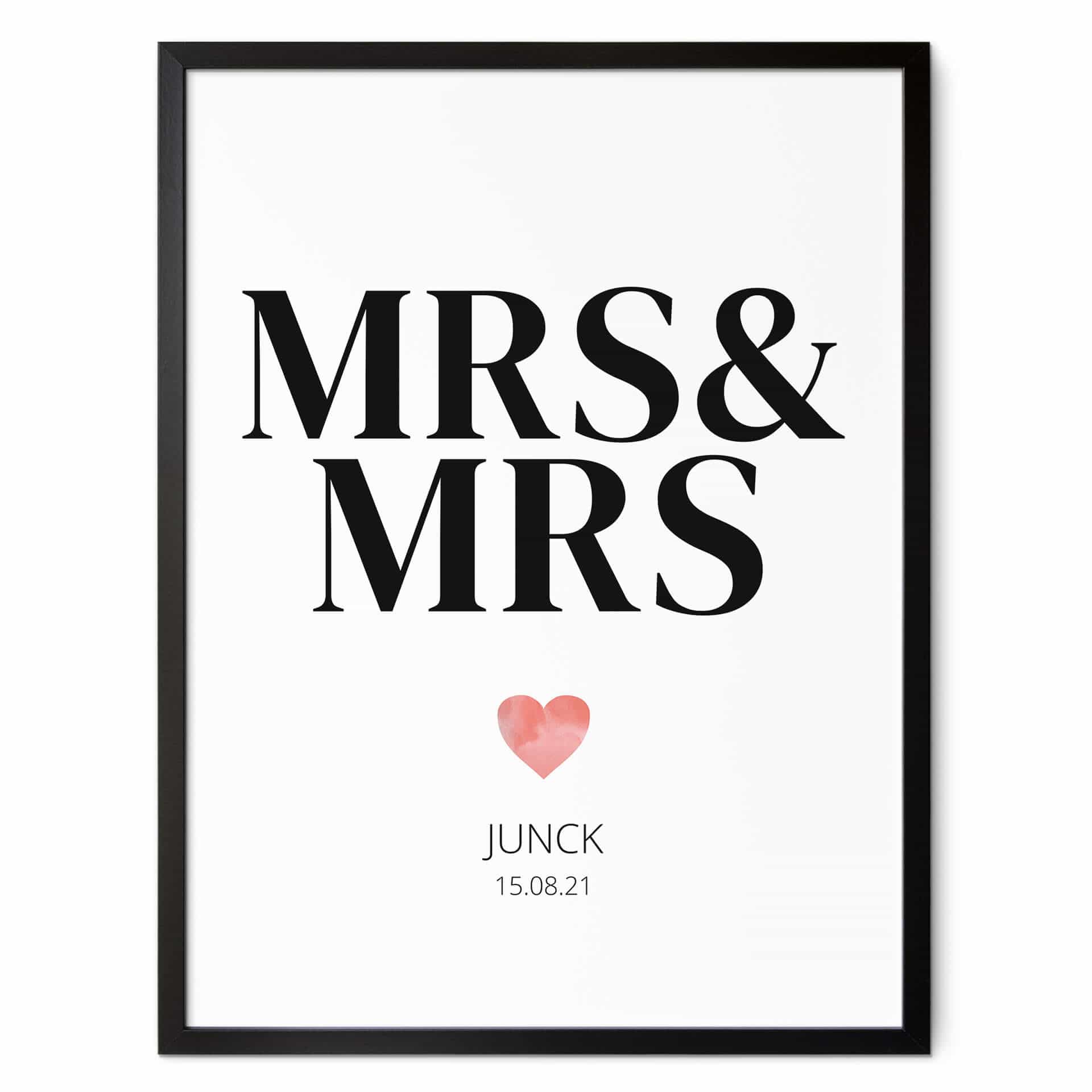 Poster à personnaliser Mrs & Mrs - Classique