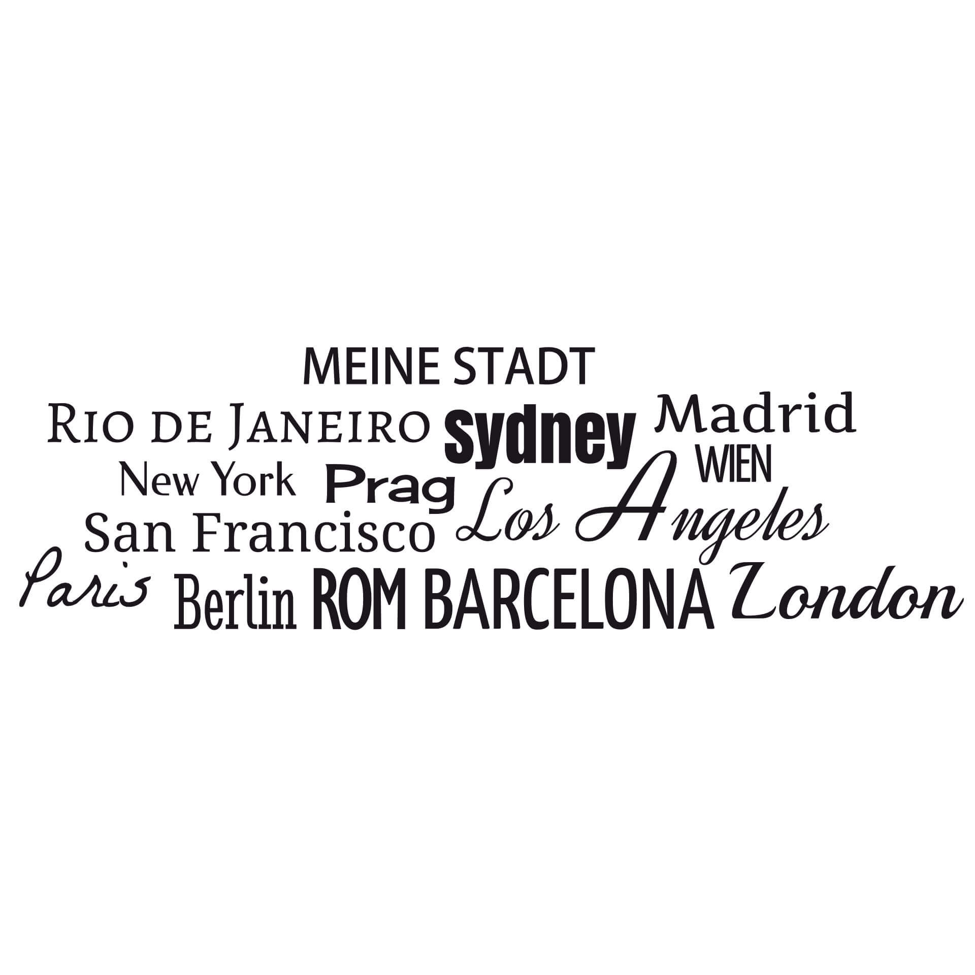 Wandtattoo + Name - Städte Banner