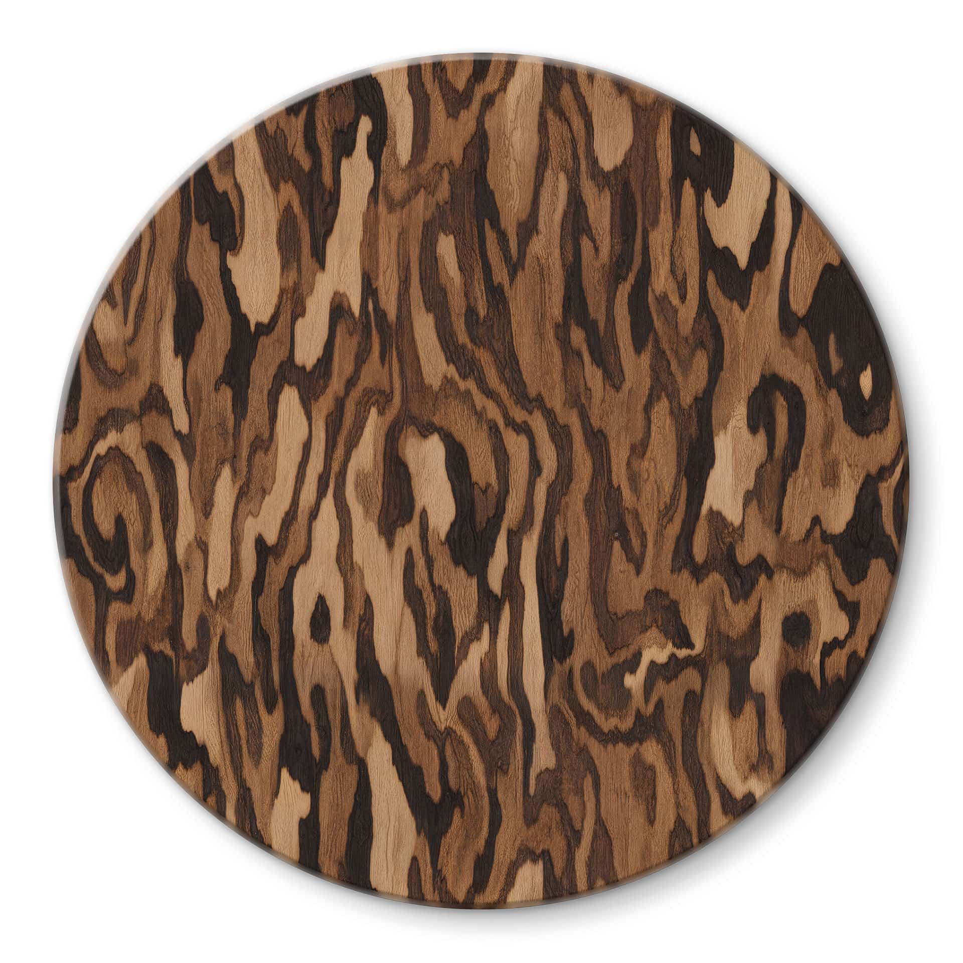 Tableau en Verre Ettore Walnut - Veinage de Bois Abstrait - Sir Edward x Grigory Gladarev - Rond