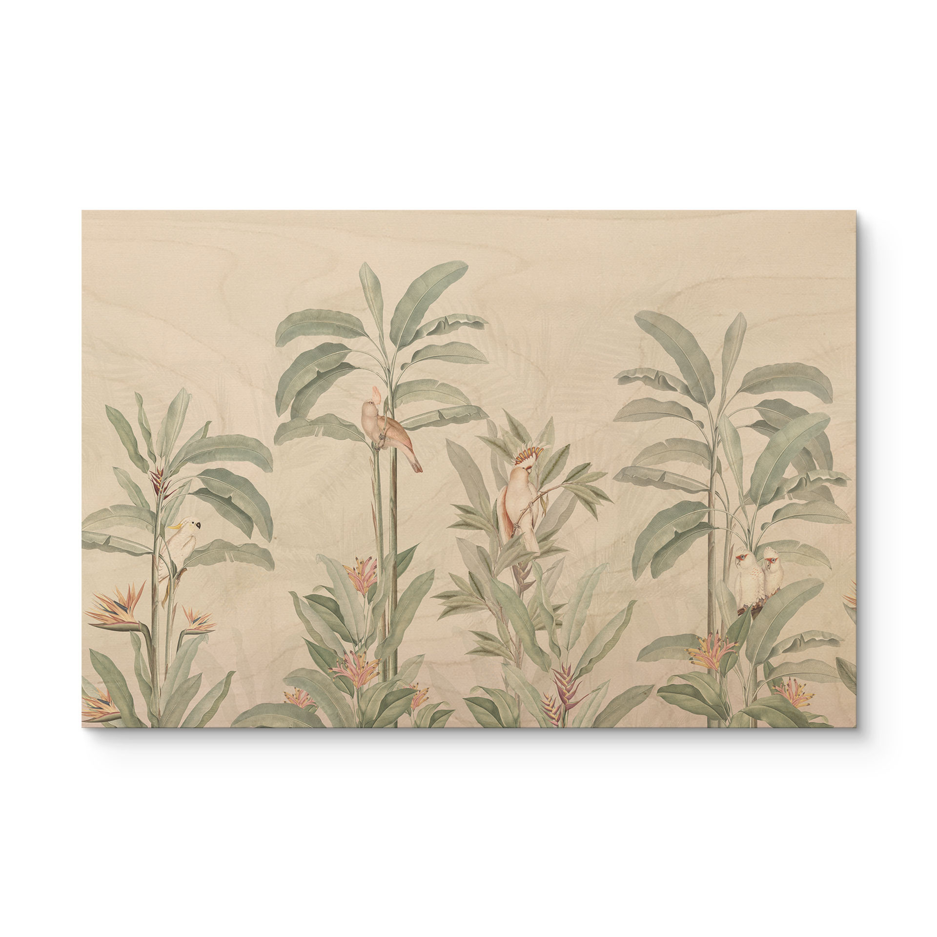 Obraz drewniany las tropikalny z kakadu - Bloomery Decor